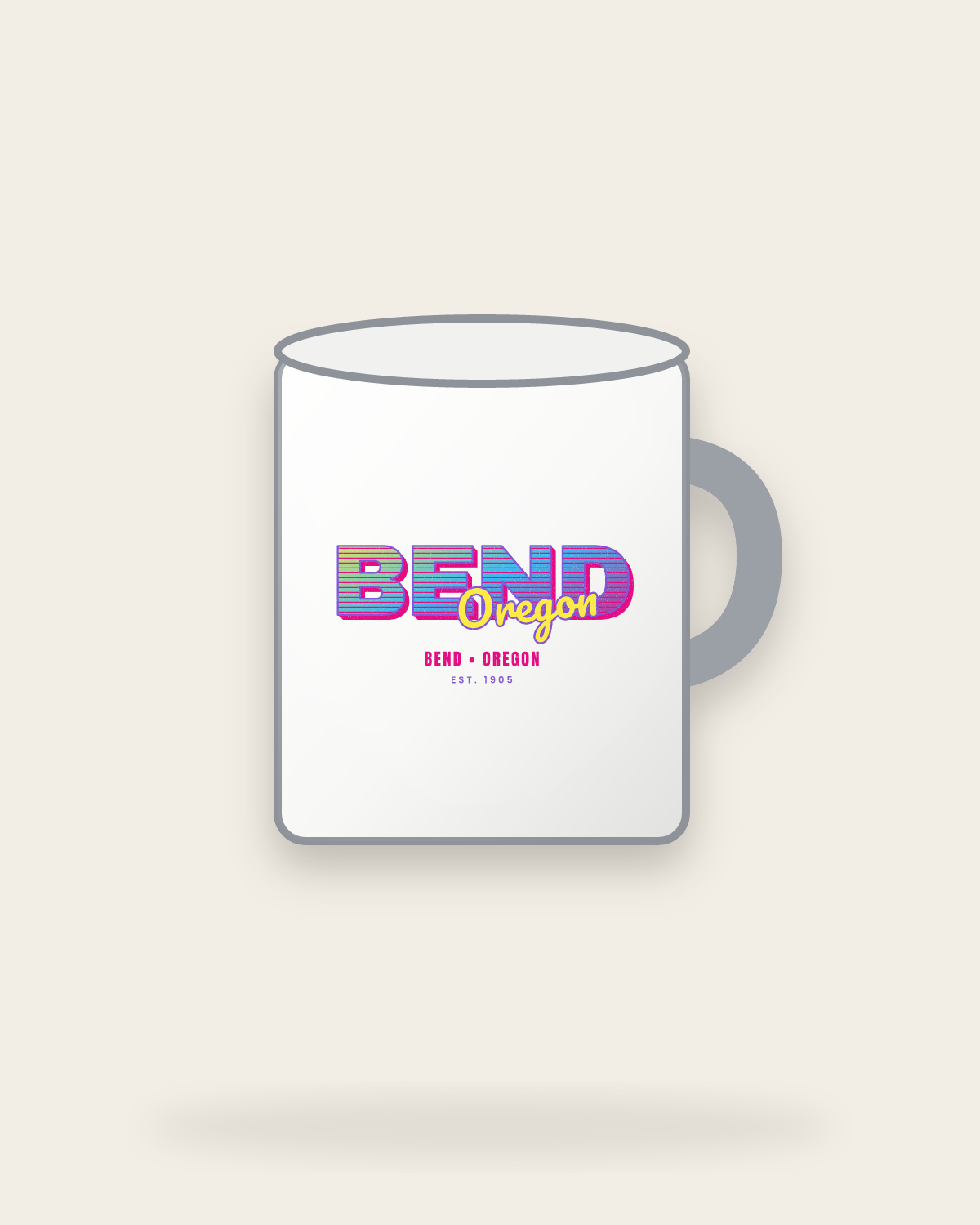 Bend Music TV Enamel Camp Mug in White