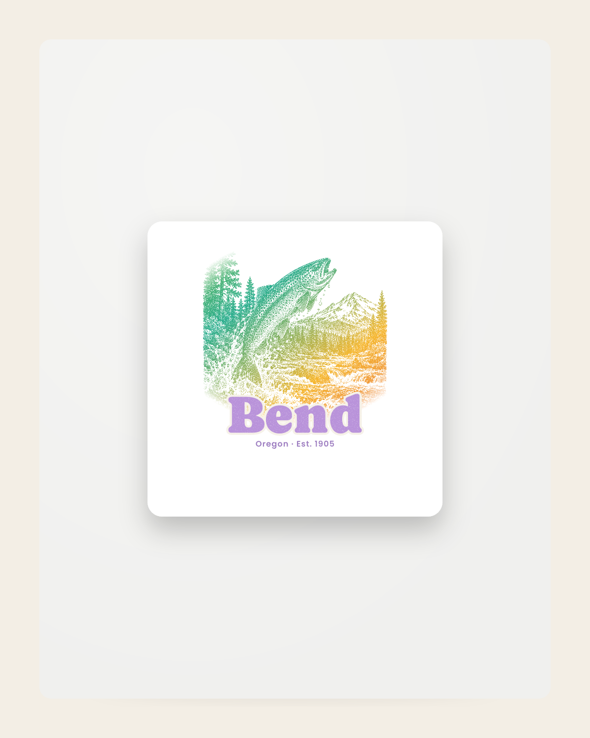 Bend Rainbow Trout Fridge Magnet in White