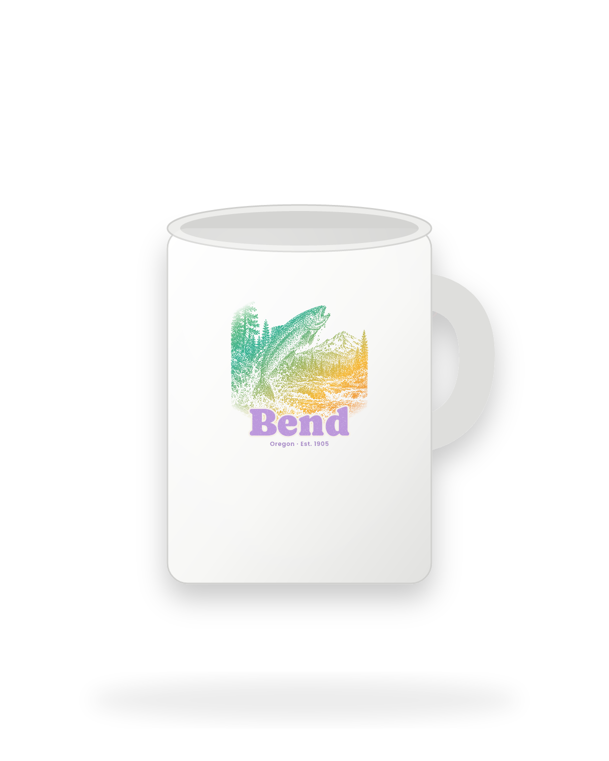 Bend Rainbow Trout Ceramic Mug 15oz in White