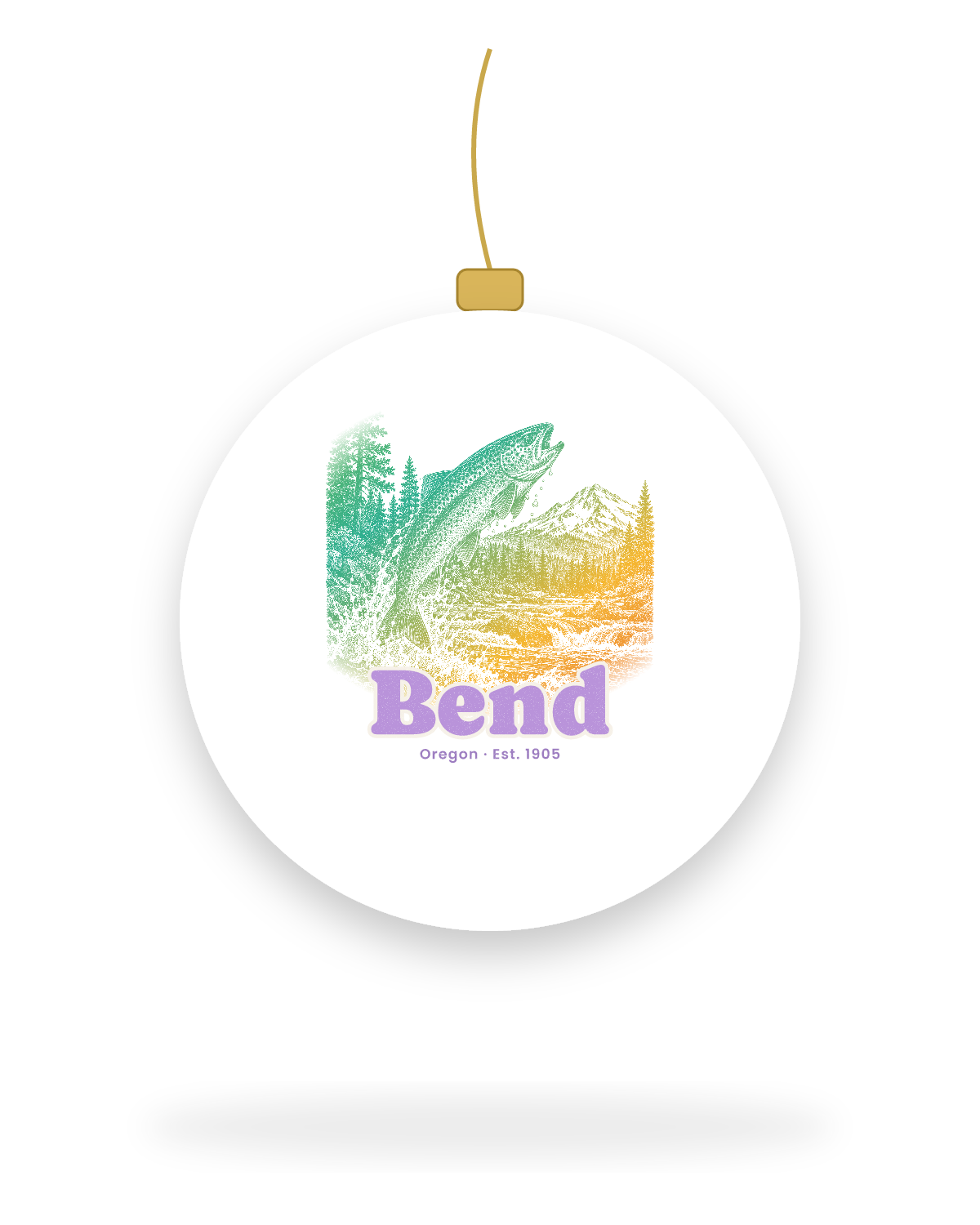Bend Rainbow Trout Ceramic Ornament in White