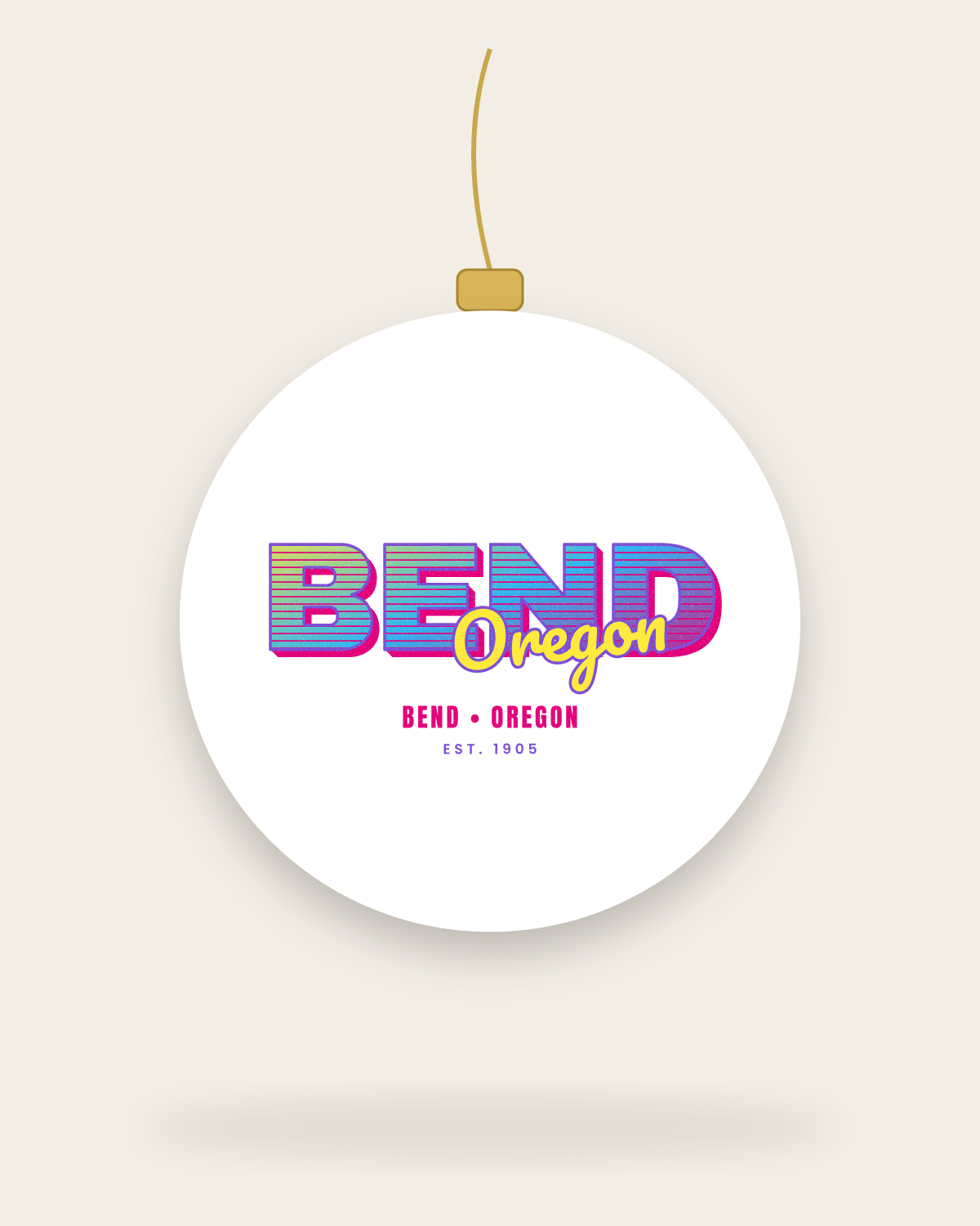 Bend Music TV Ceramic Ornament in White