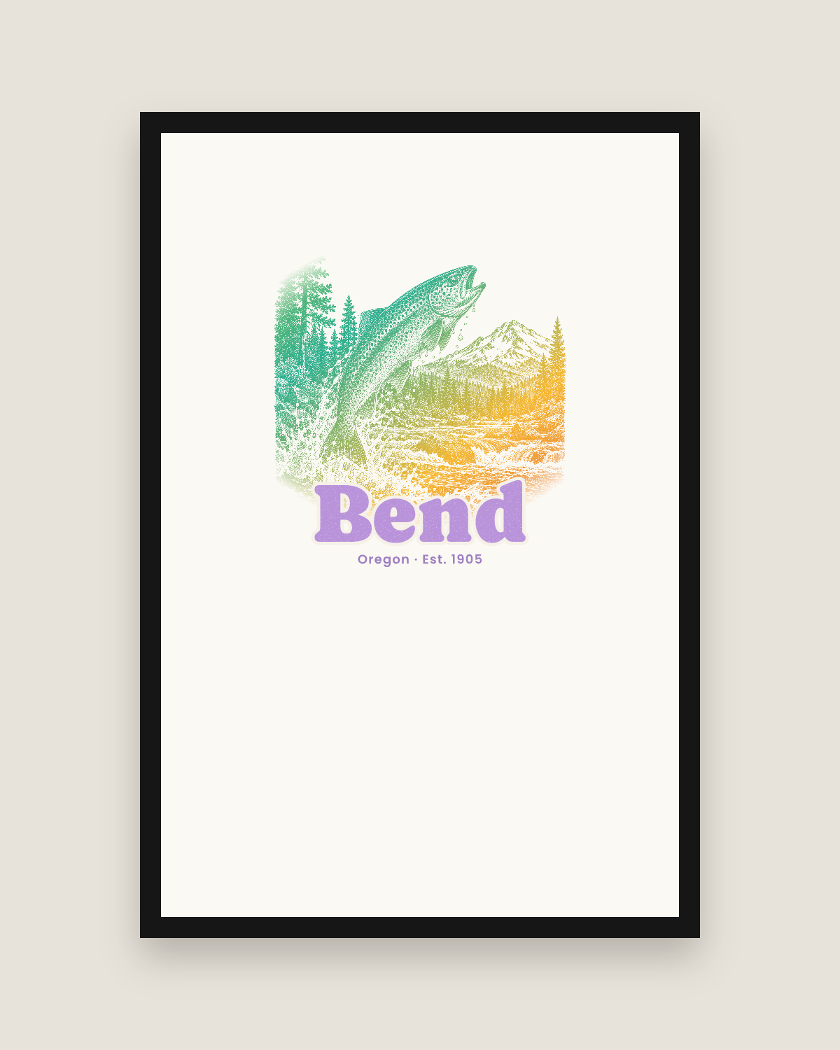 Bend Rainbow Trout Matte Poster in White