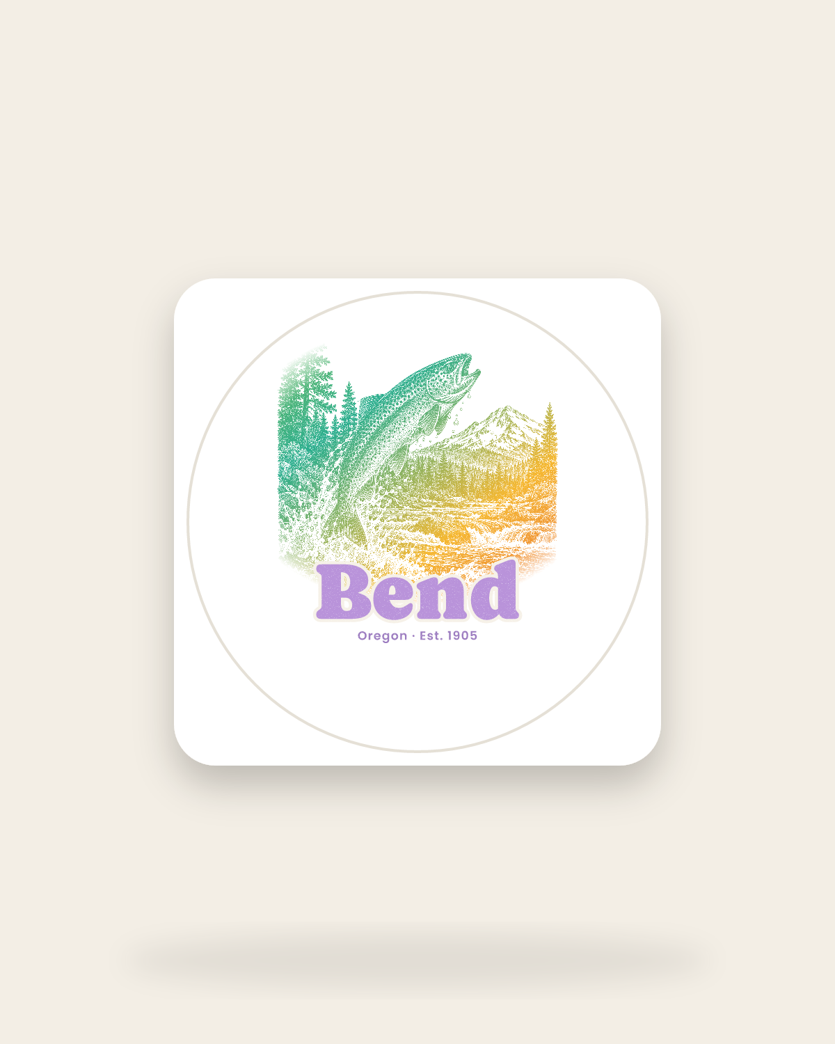 Bend Rainbow Trout Kiss-Cut Sticker in White