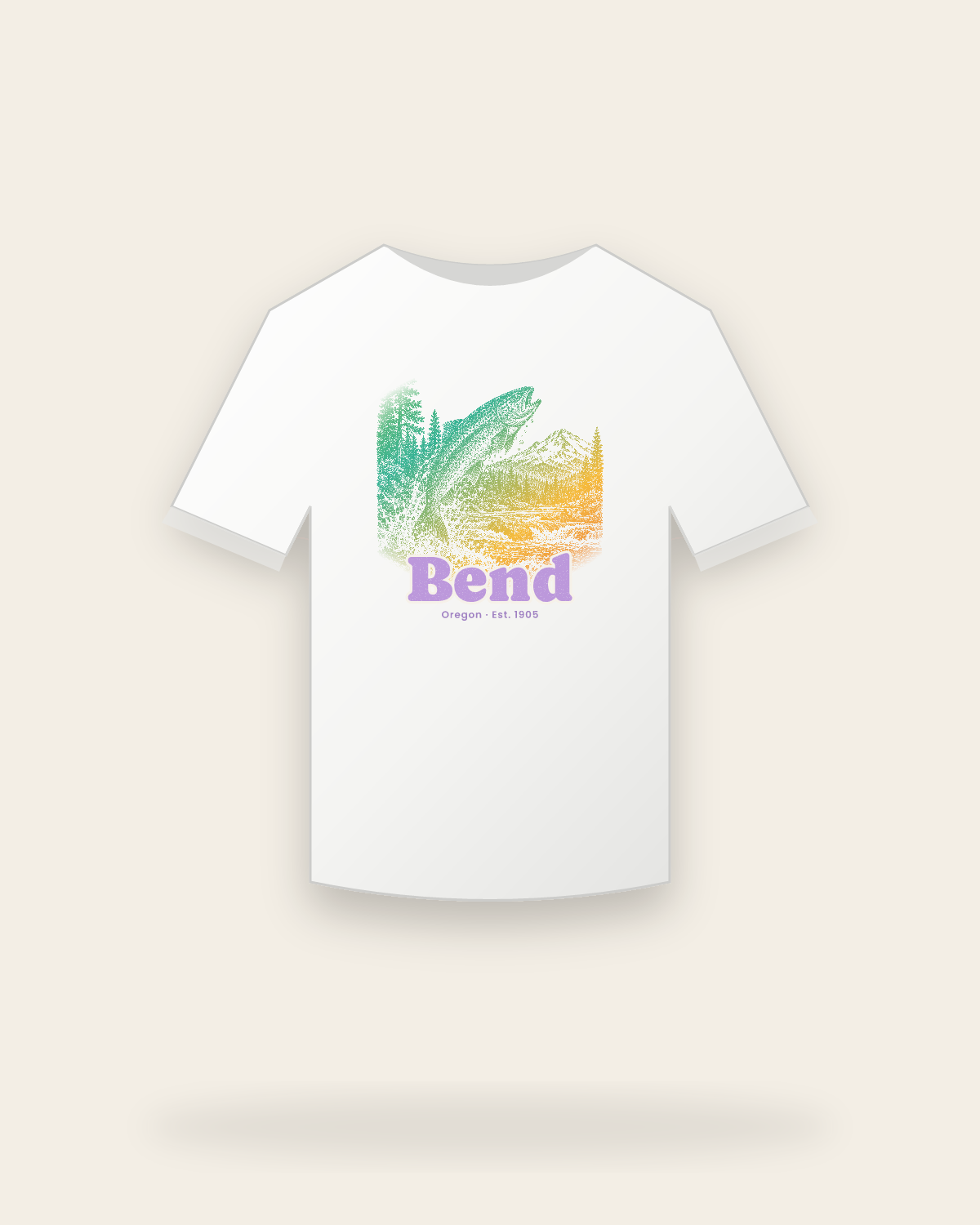 Bend Rainbow Trout Youth Tee in White
