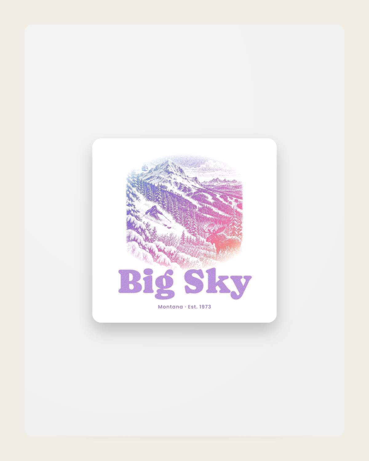 Big Sky Lone Mountain Fridge Magnet in White