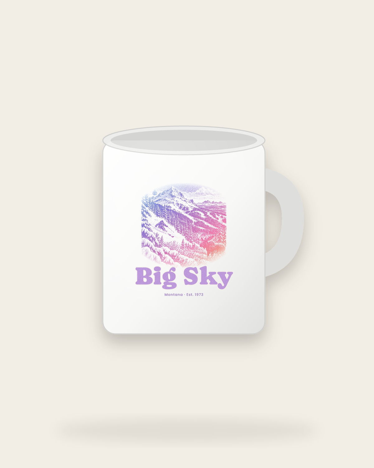 Big Sky Lone Mountain Ceramic Mug 11oz in White