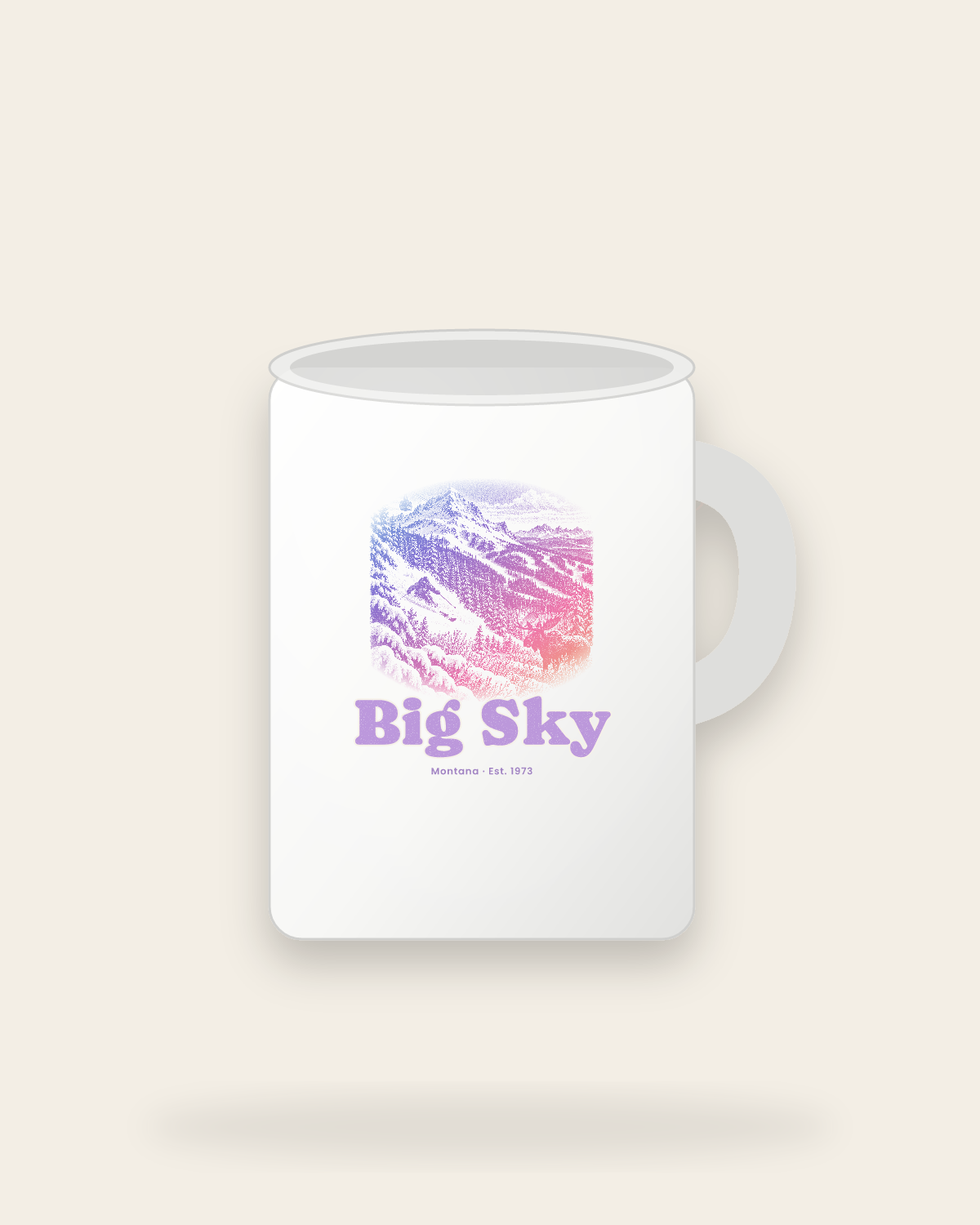 Big Sky Lone Mountain Ceramic Mug 15oz in White
