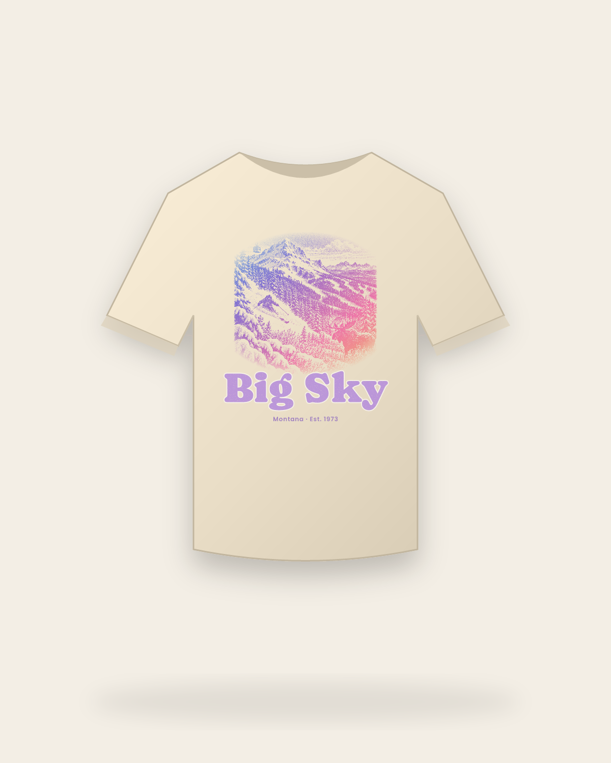 Big Sky Lone Mountain Classic Tee in Natural