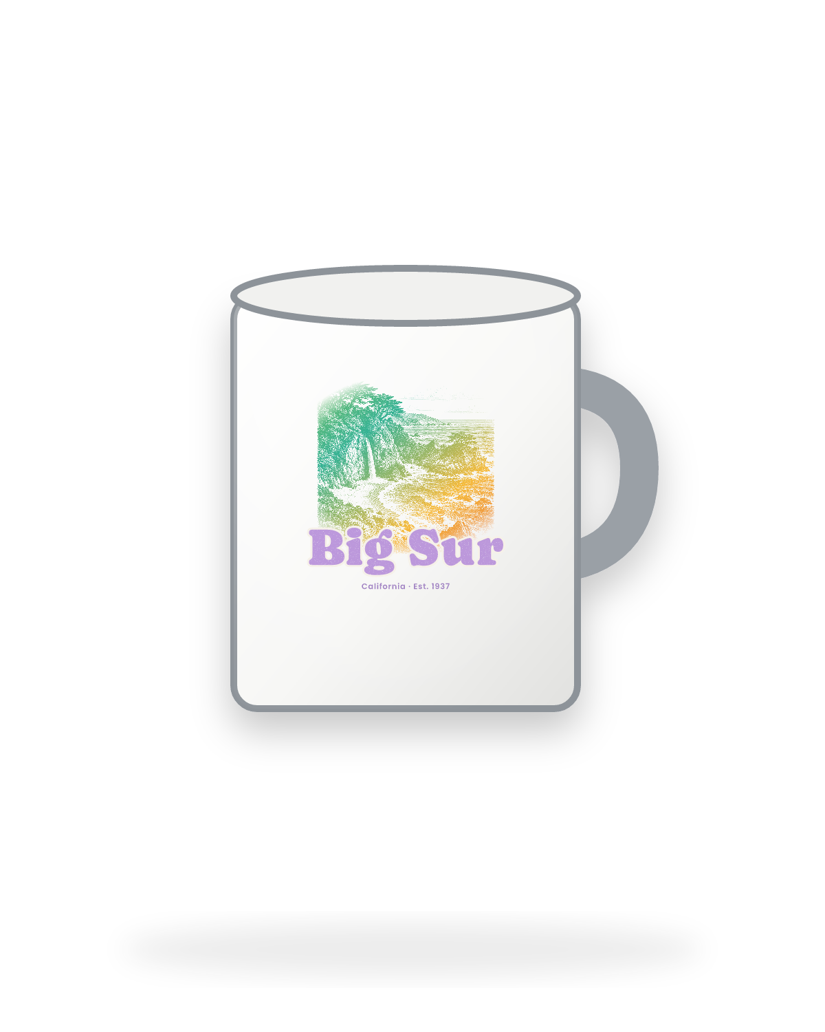 Big Sur McWay Falls Enamel Camp Mug in White