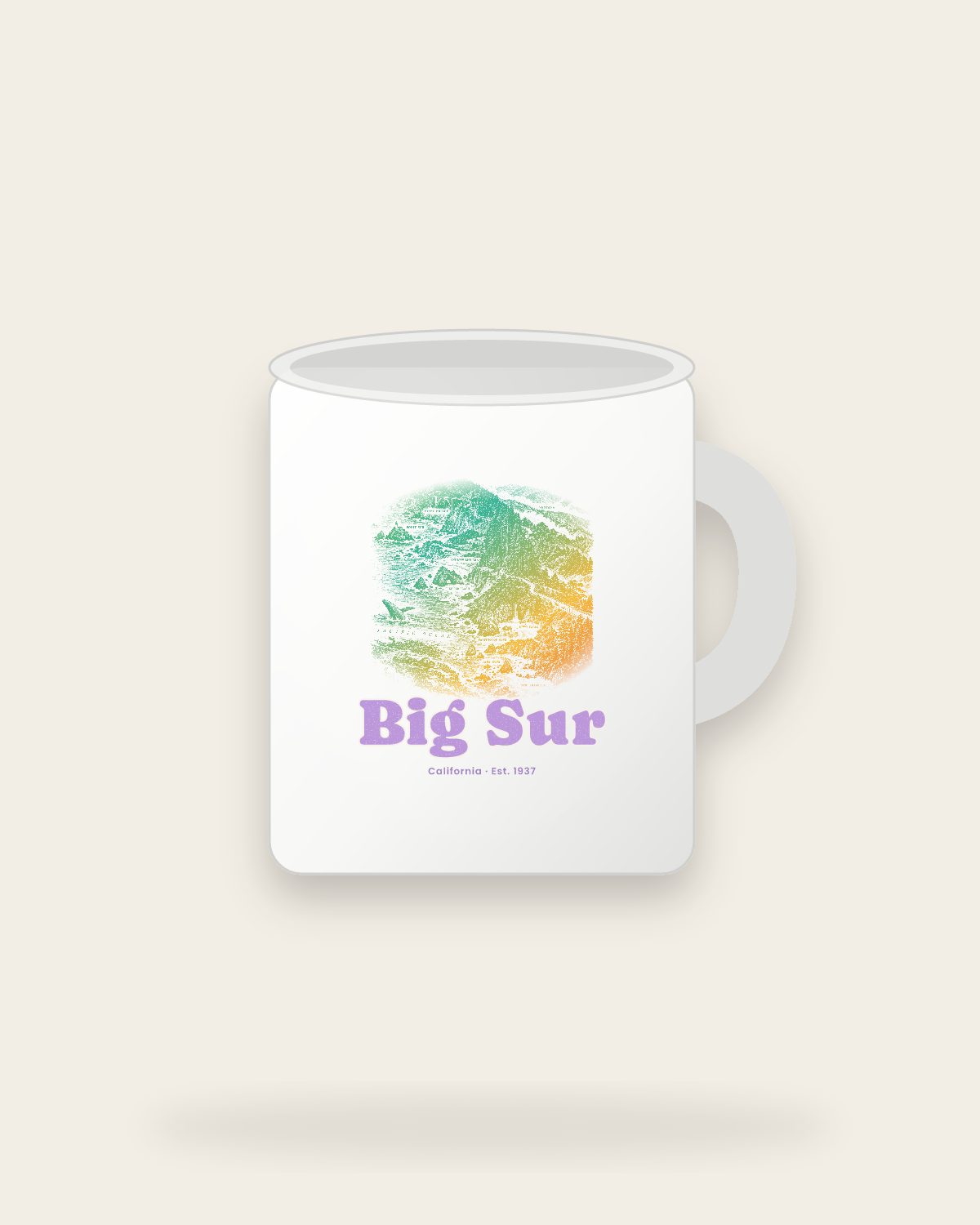 Big Sur Coast Map Ceramic Mug 11oz in White