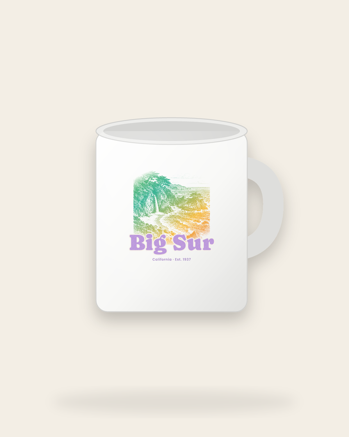 Big Sur McWay Falls Ceramic Mug 11oz in White