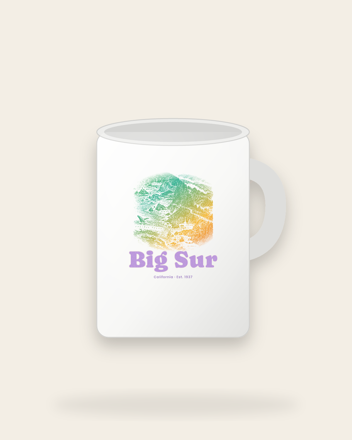 Big Sur Coast Map Ceramic Mug 15oz in White