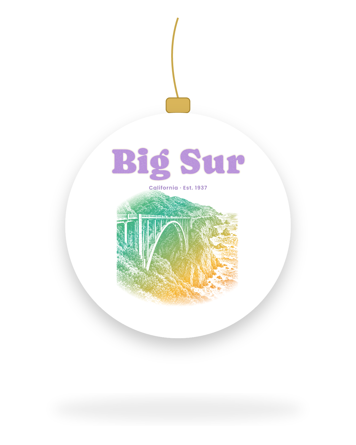 Big Sur Bixby Bridge Ceramic Ornament in White