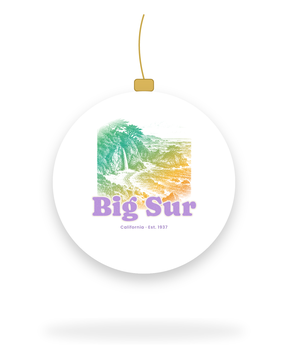 Big Sur McWay Falls Ceramic Ornament in White