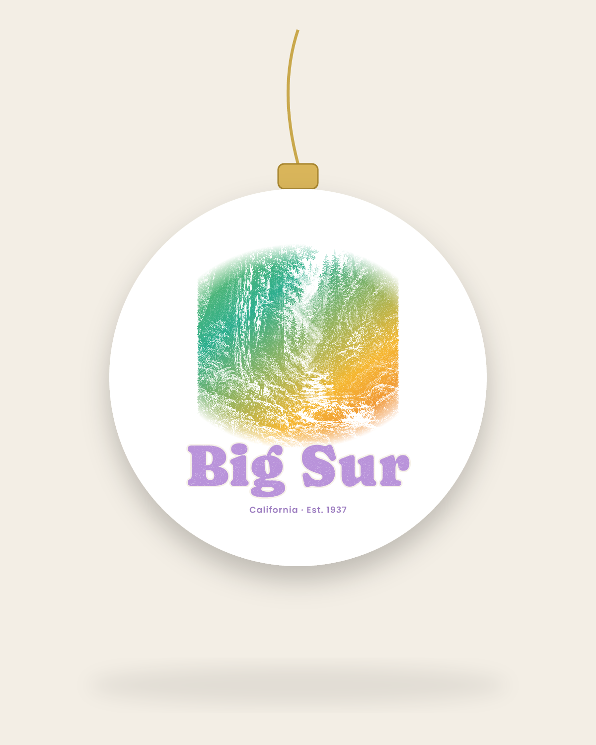 Big Sur Redwood Gorge Ceramic Ornament in White