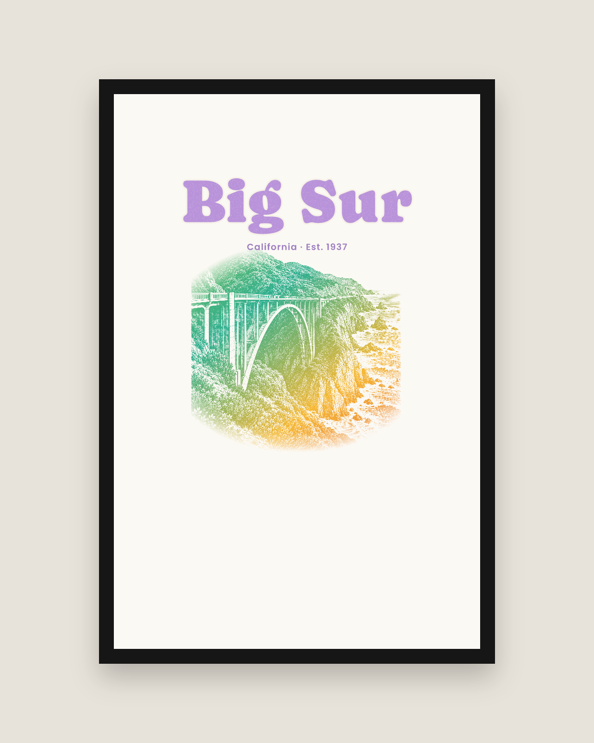 Big Sur Bixby Bridge Matte Poster in White