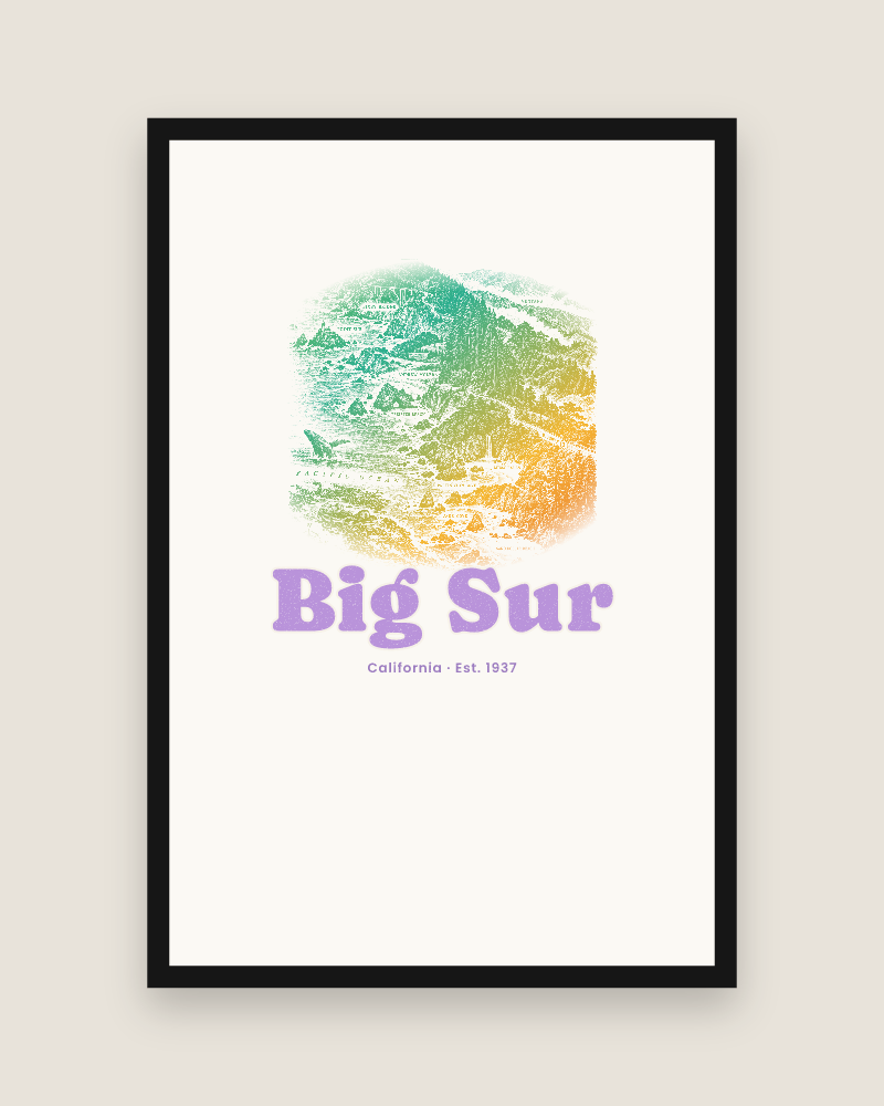 Big Sur Coast Map Matte Poster