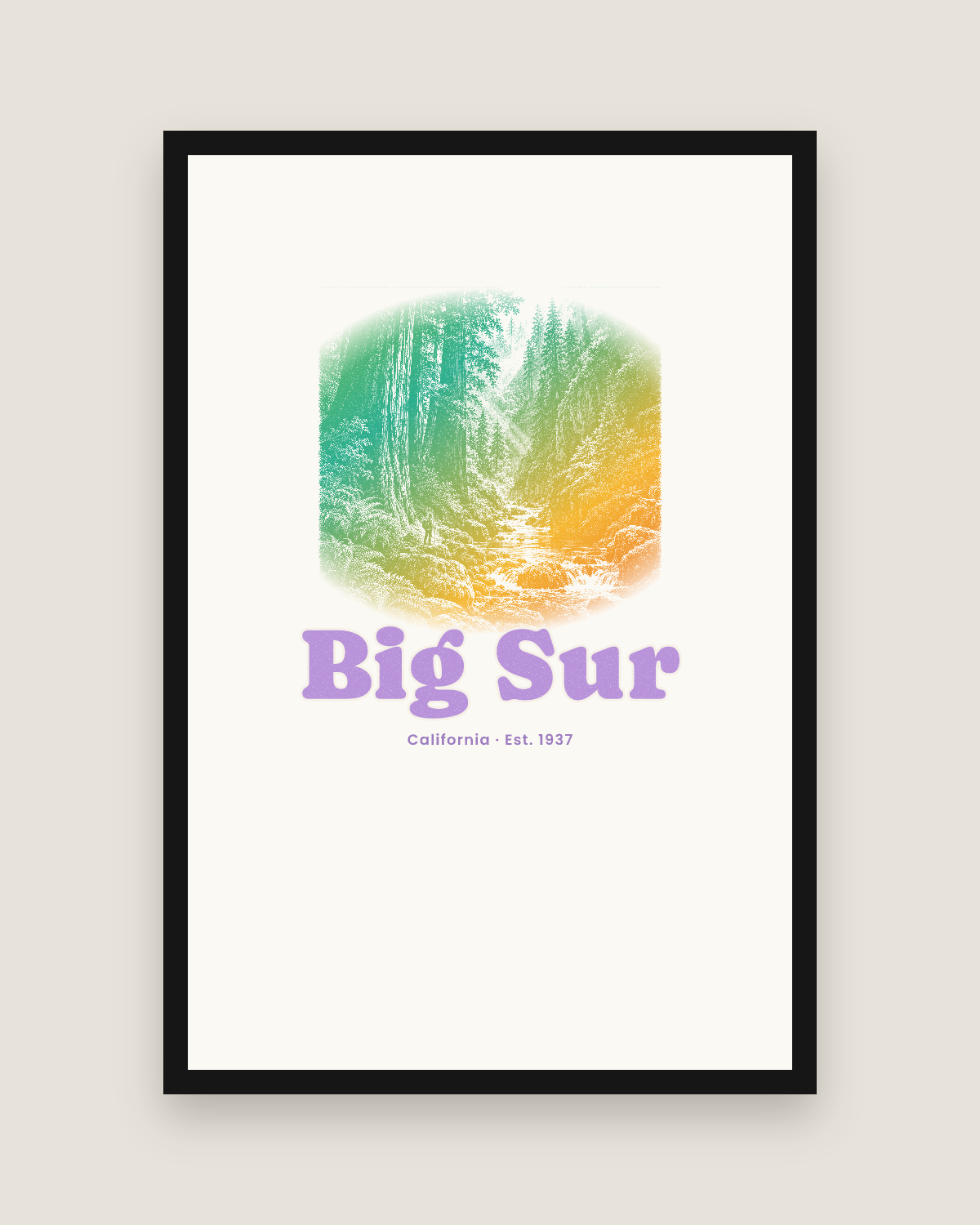 Big Sur Redwood Gorge Matte Poster in White