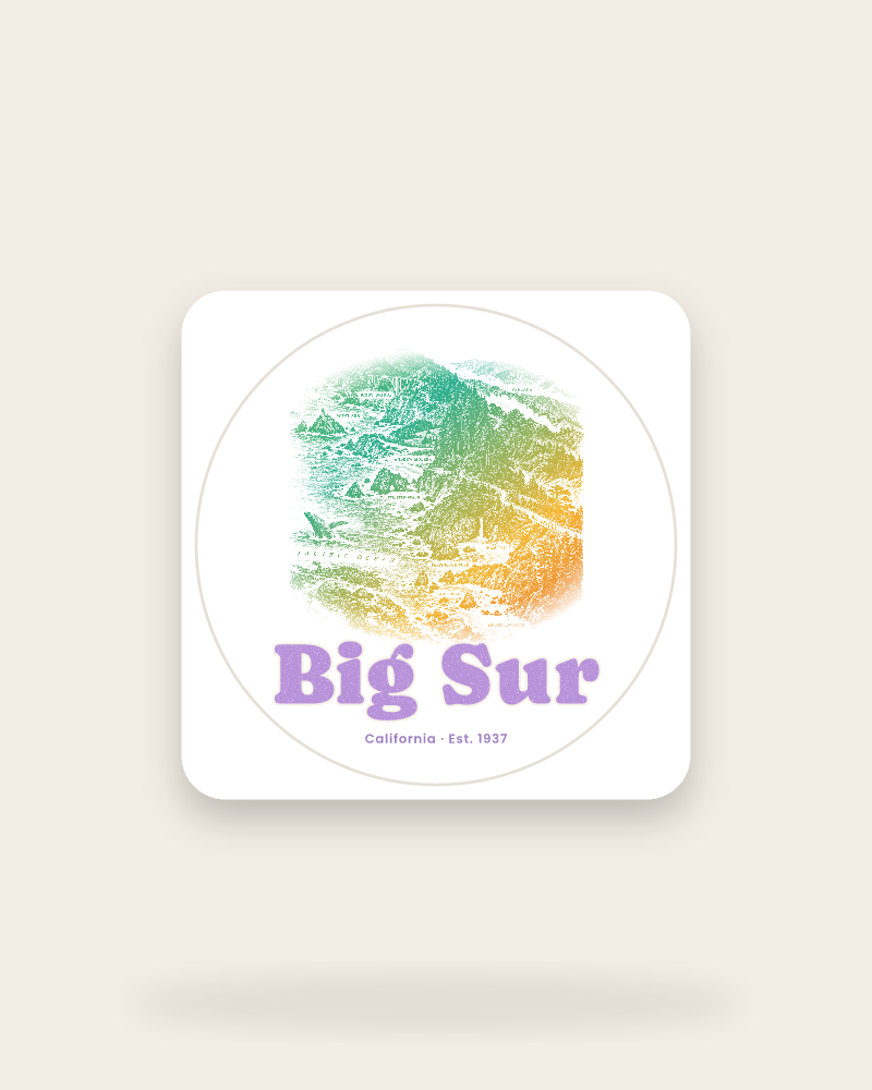 Big Sur Coast Map Kiss-Cut Sticker