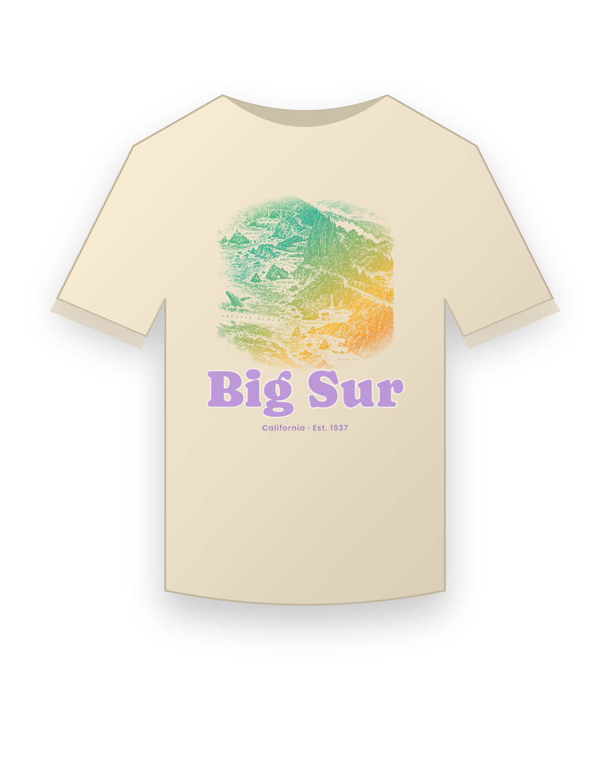 Big Sur Coast Map Organic Cotton Tee in Natural