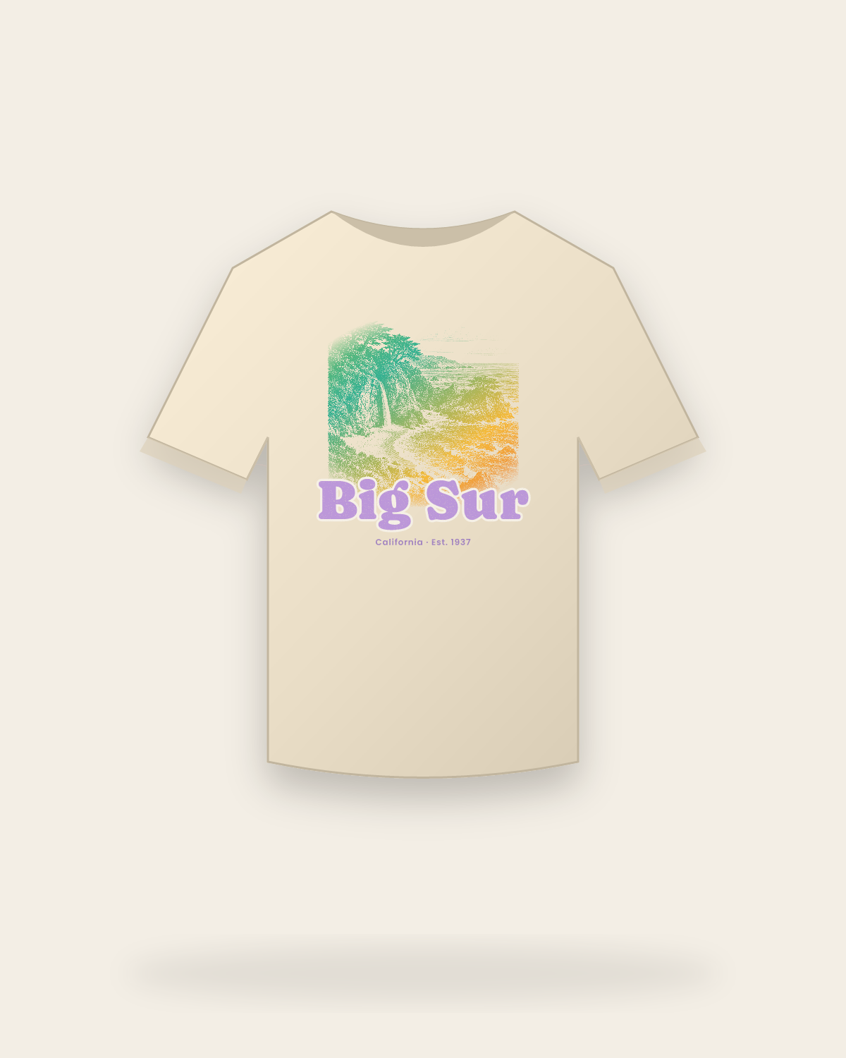 Big Sur McWay Falls Organic Cotton Tee in Natural