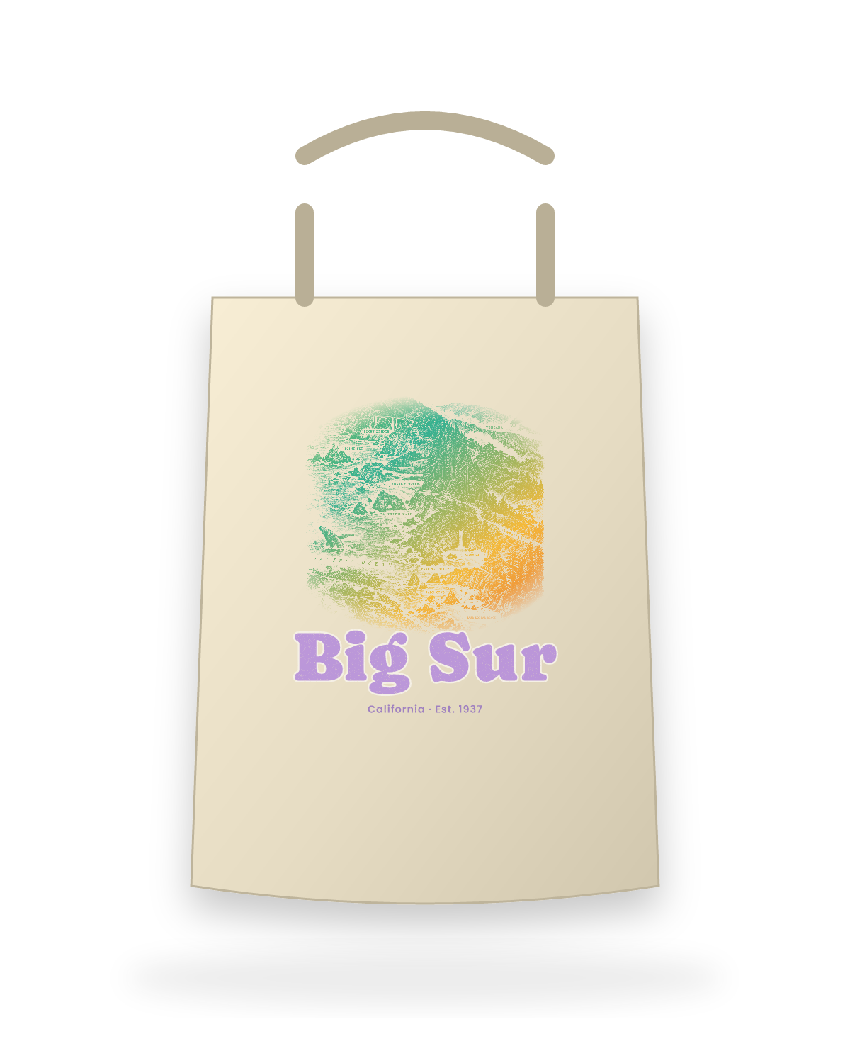 Big Sur Coast Map Canvas Tote in Beige