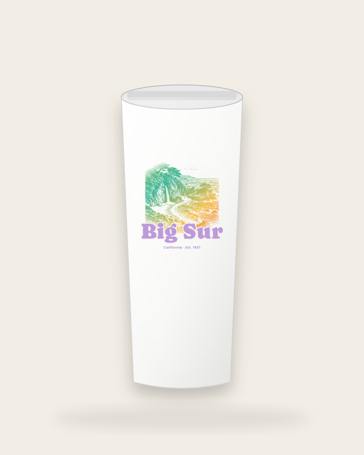 Big Sur McWay Falls Insulated Tumbler 20oz in White