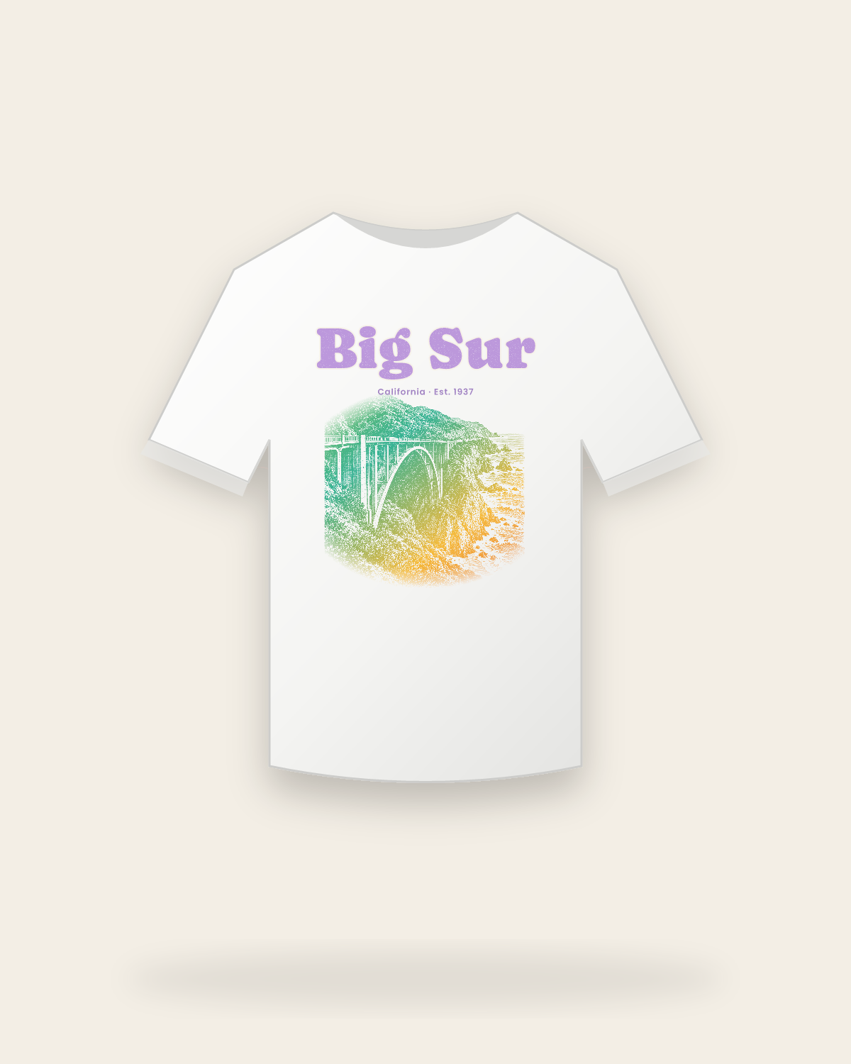 Big Sur Bixby Bridge Youth Tee in White