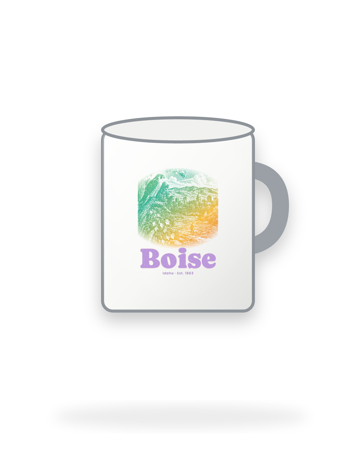 Boise River Falcon Enamel Camp Mug in White