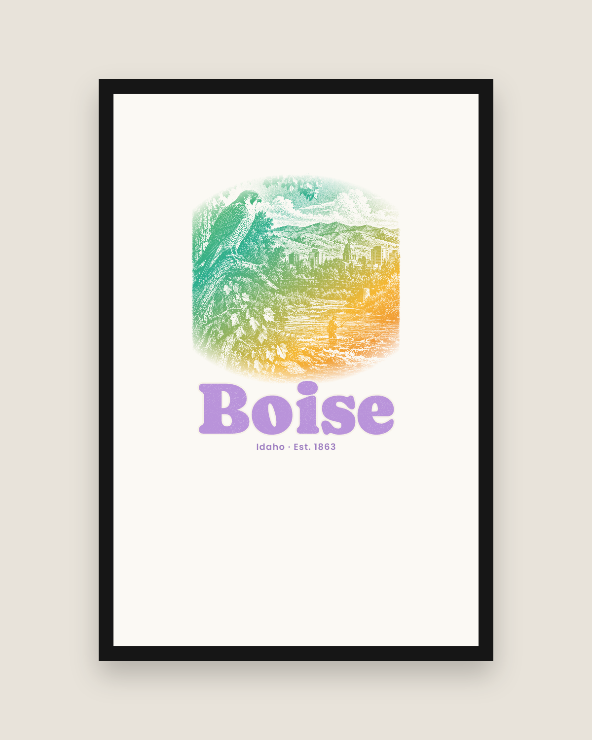 Boise River Falcon Matte Poster in White
