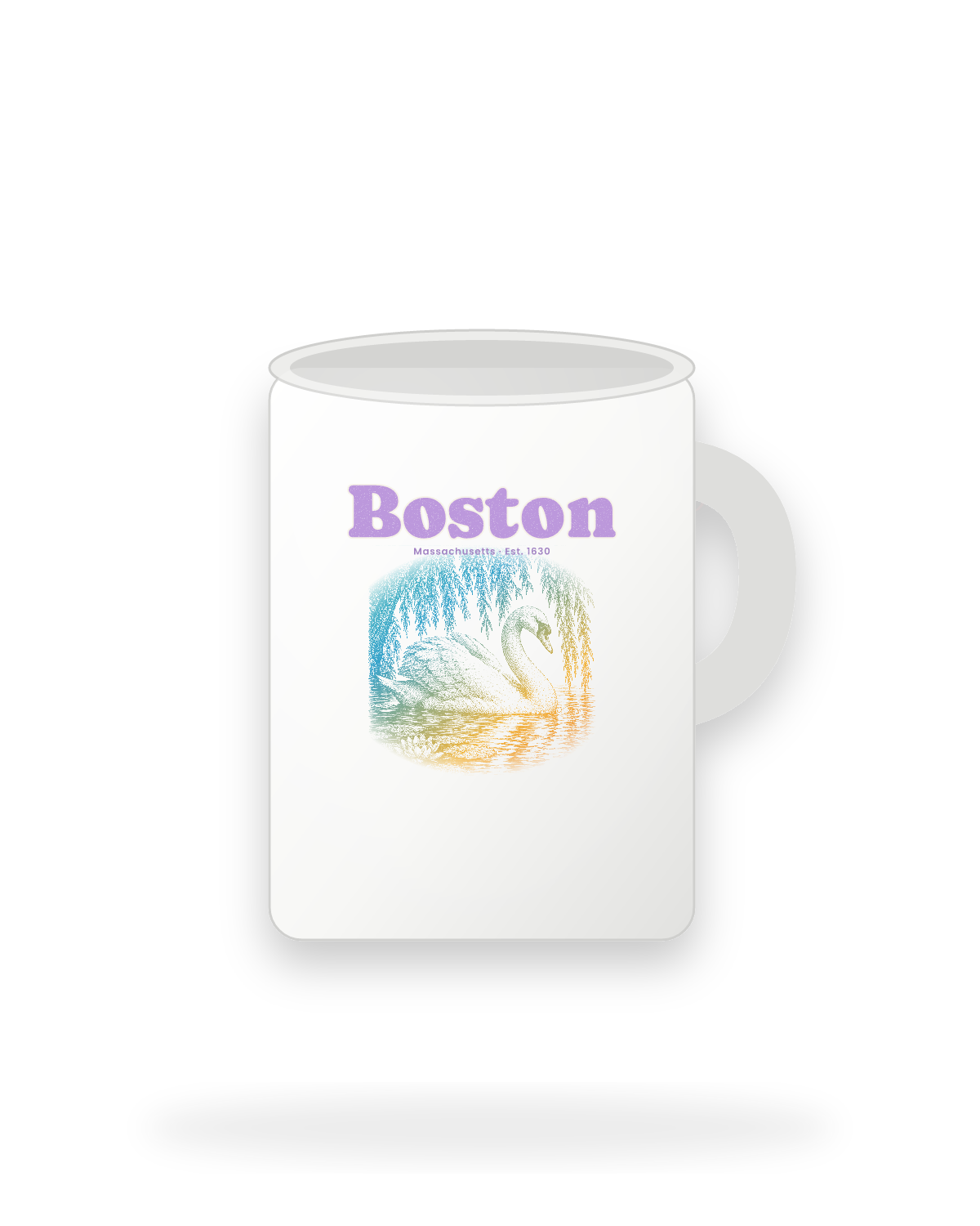 Boston Public Garden Swan Ceramic Mug 15oz in White