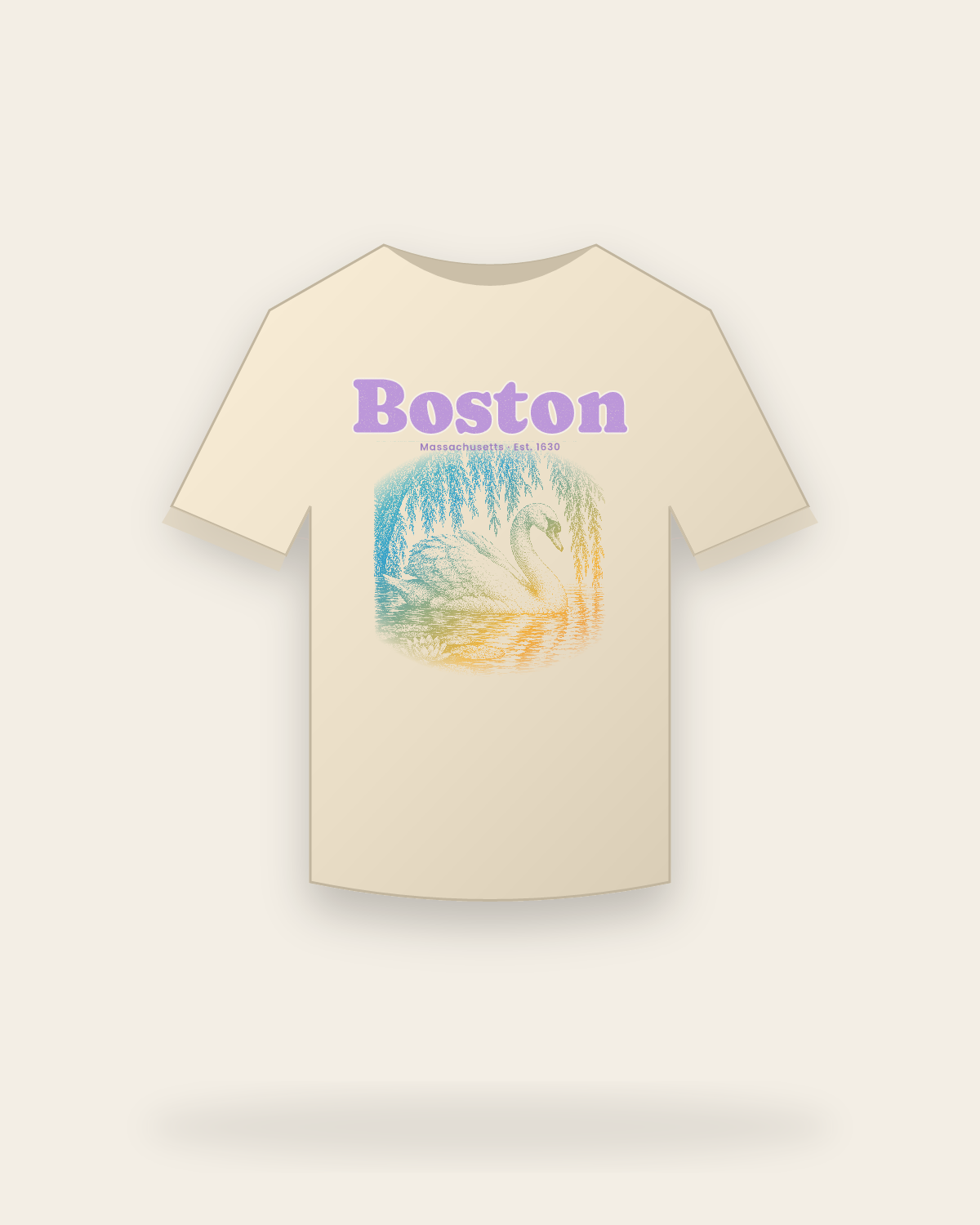 Boston, MA Public Garden Swan Classic Tee in Natural
