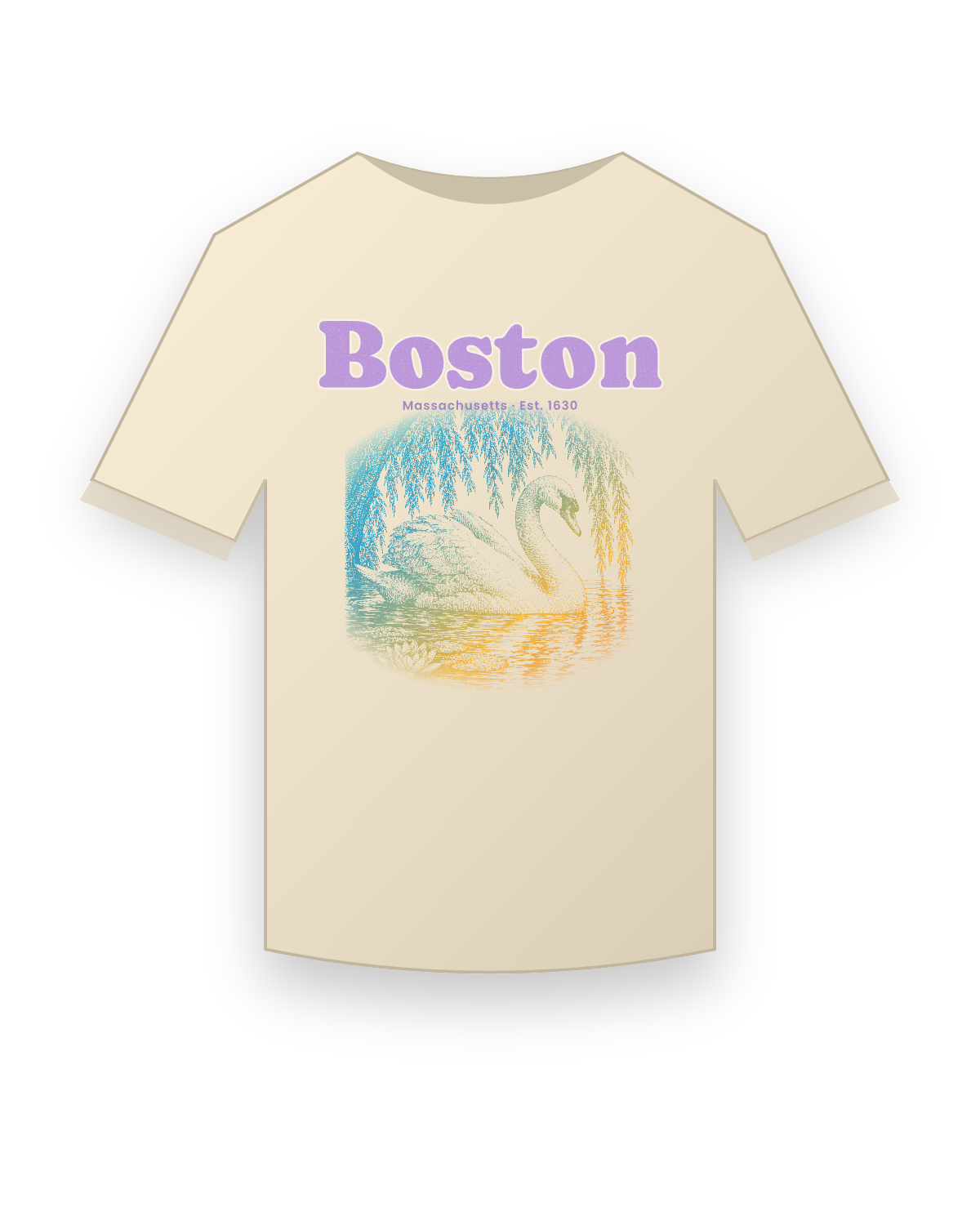Boston Public Garden Swan Classic Tee in Natural