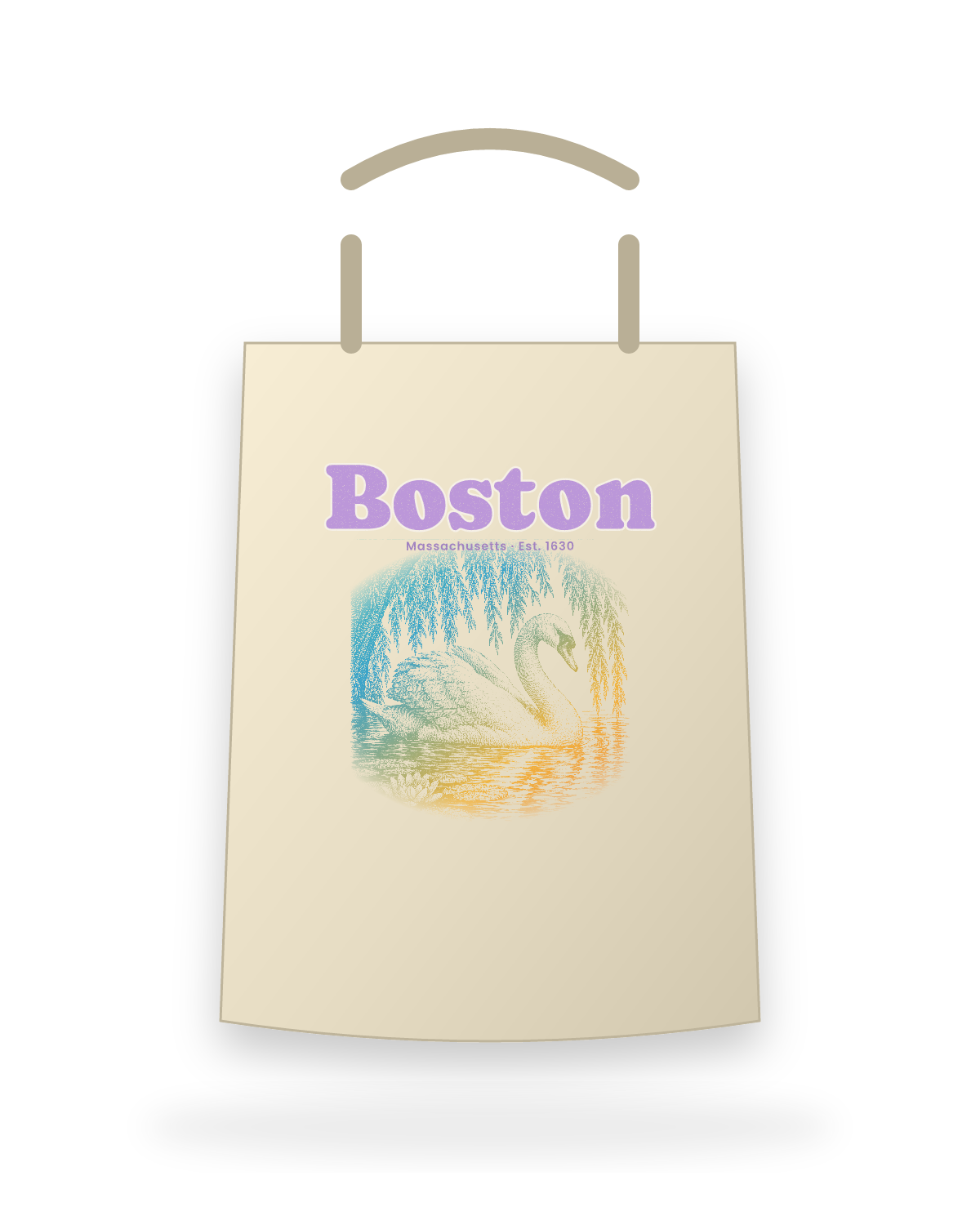 Boston Public Garden Swan Canvas Tote in Beige