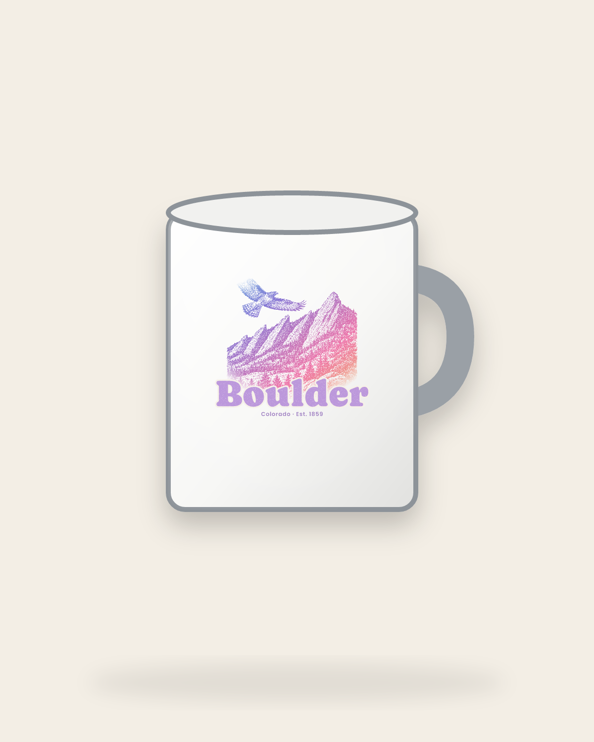 Boulder The Flatirons Enamel Camp Mug in White