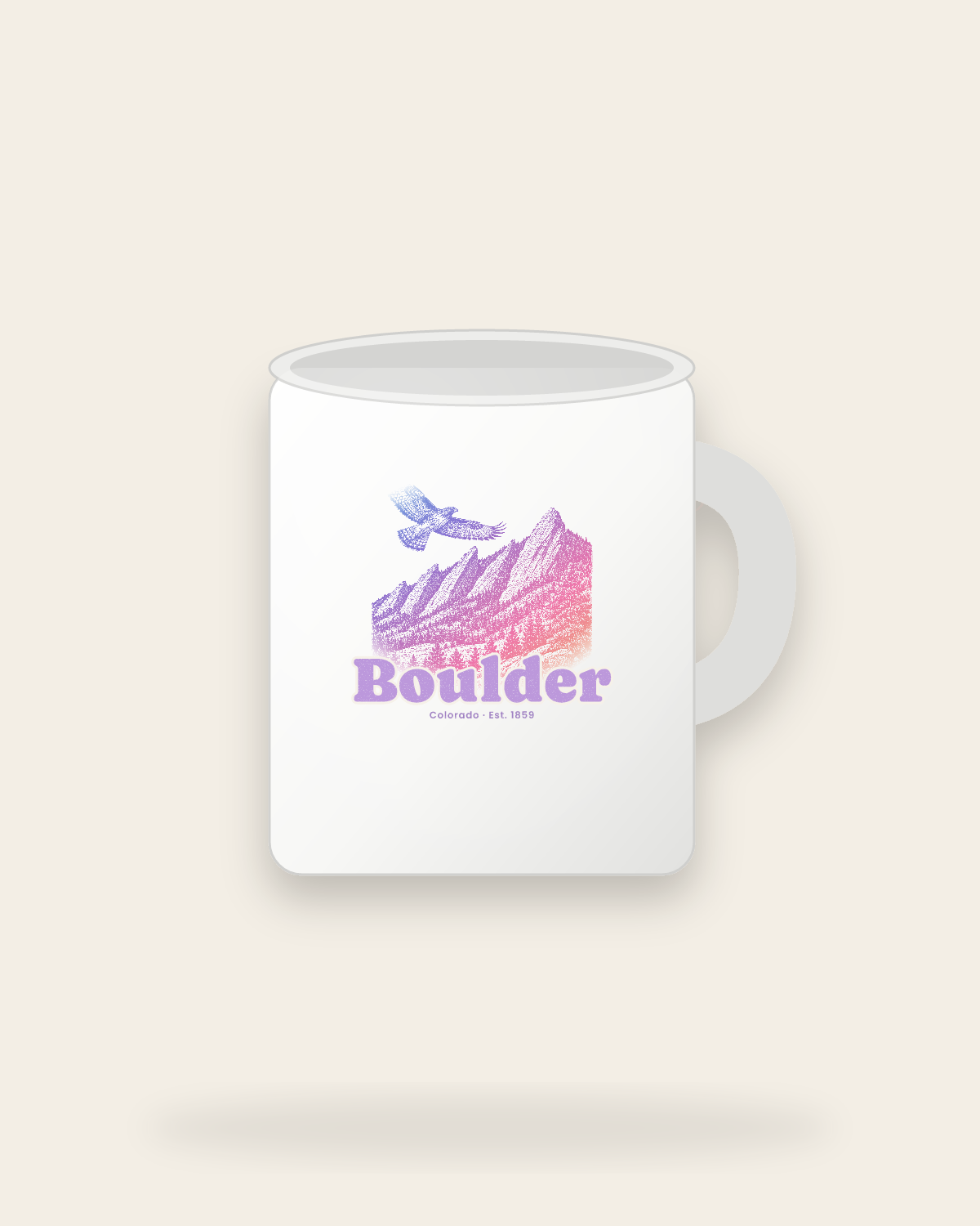 Boulder The Flatirons Ceramic Mug 11oz in White