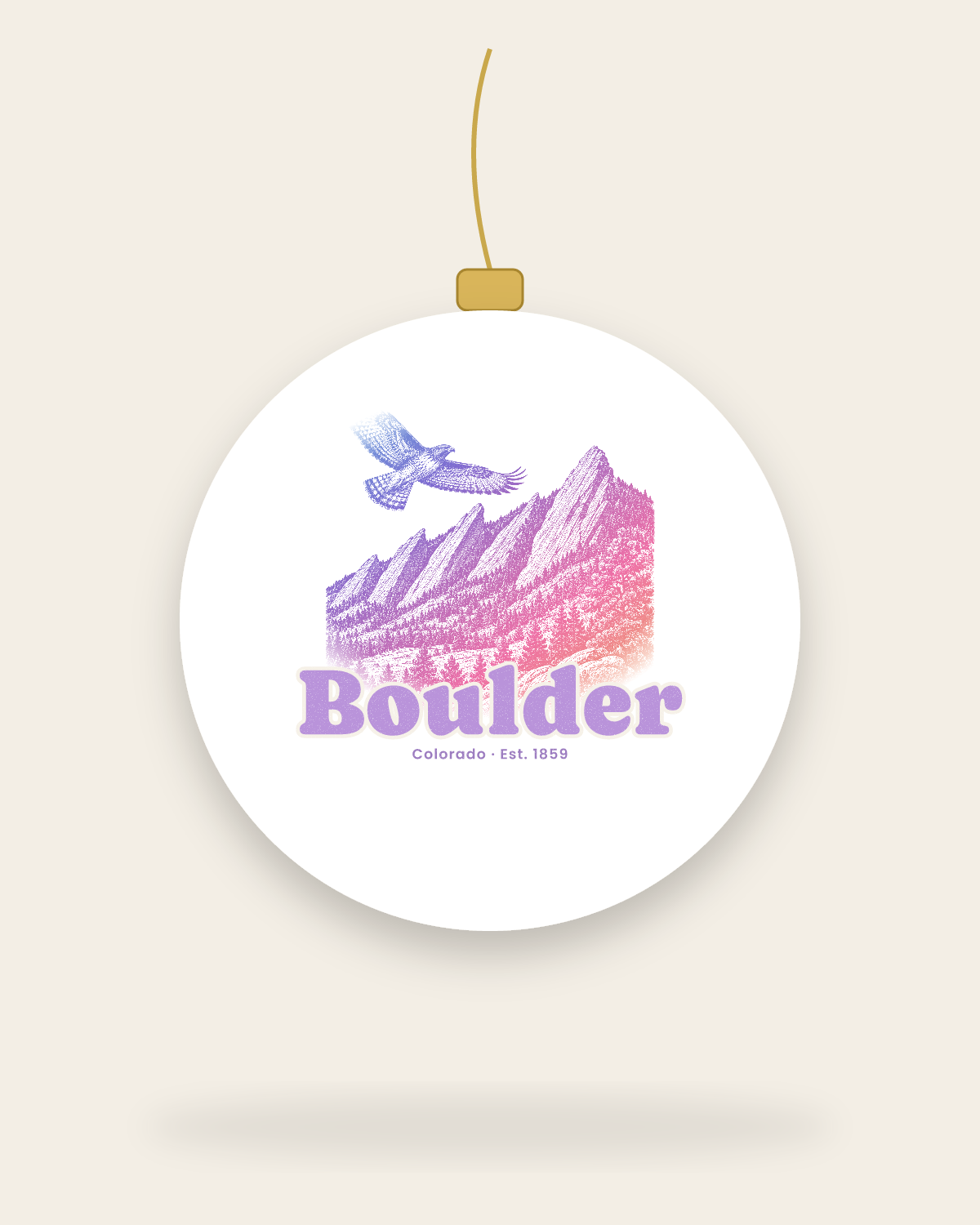 Boulder The Flatirons Ceramic Ornament in White