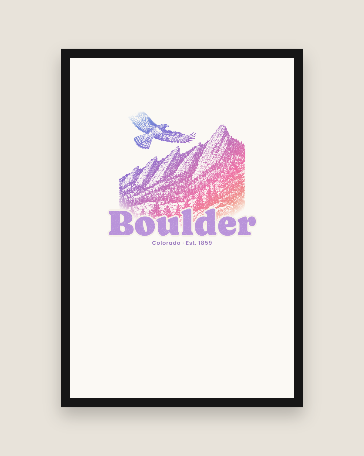 Boulder The Flatirons Matte Poster in White