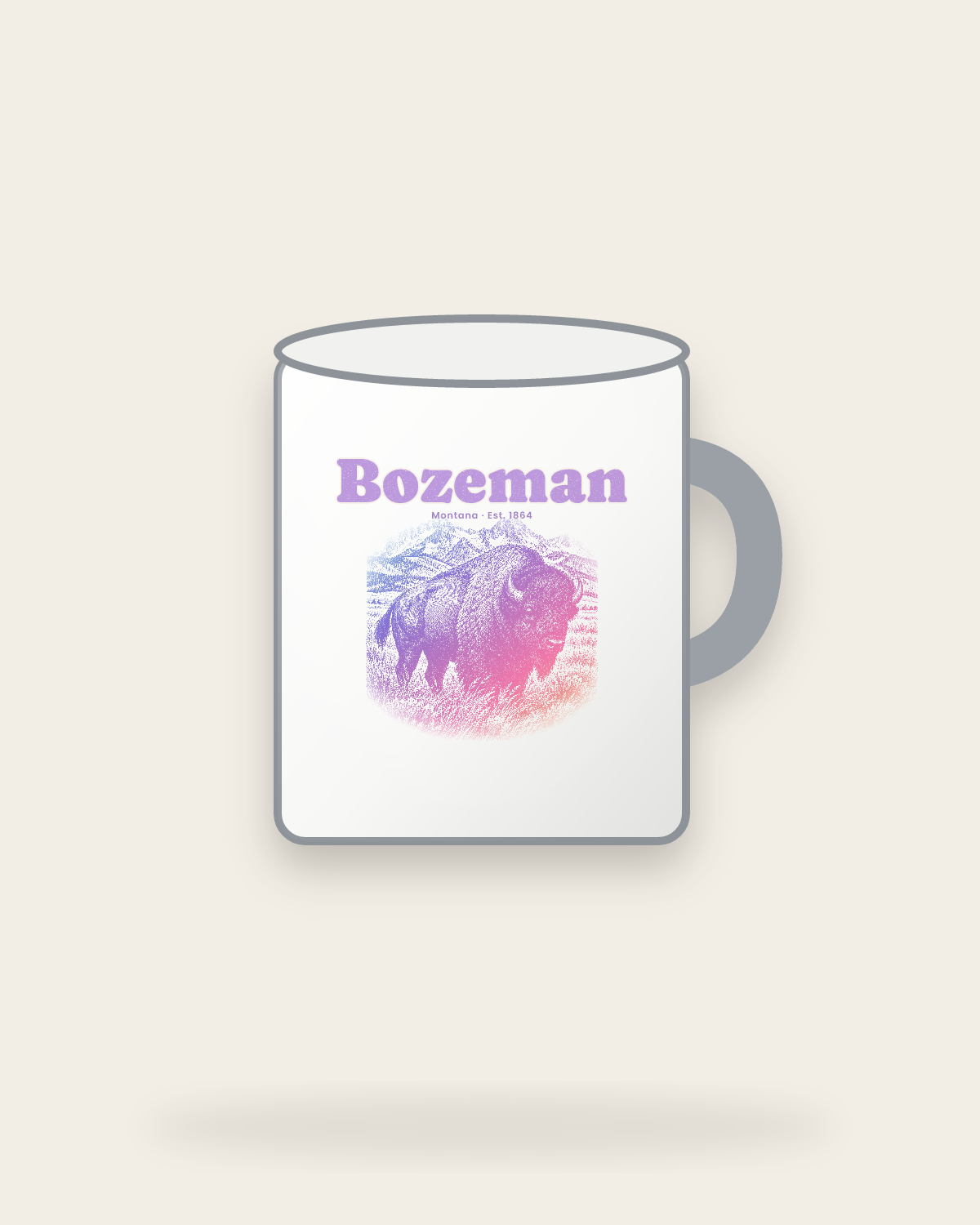Bozeman Bison Enamel Camp Mug in White
