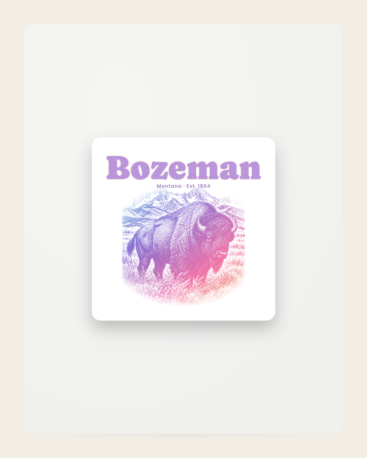 Bozeman Bison Fridge Magnet in White