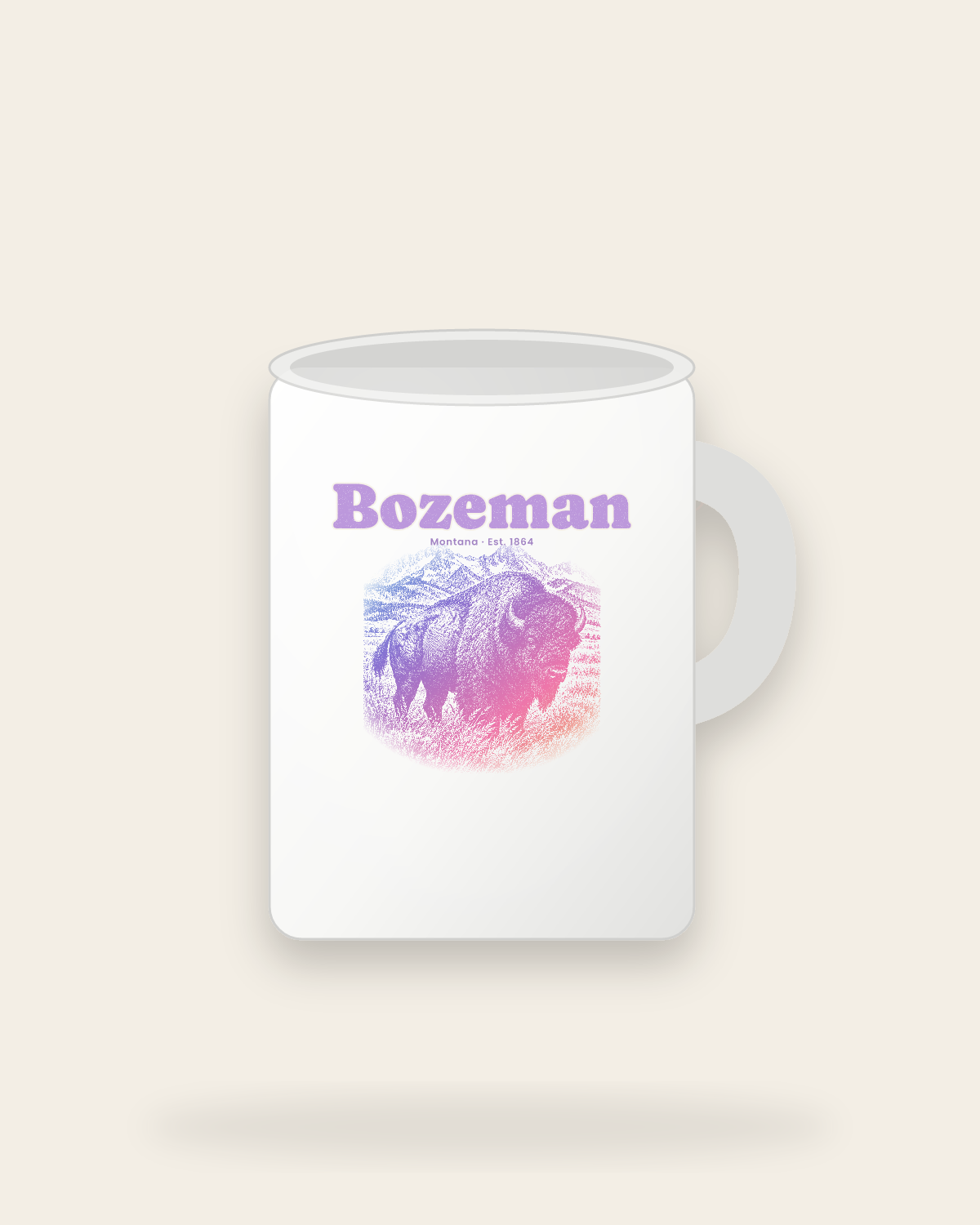 Bozeman Bison Ceramic Mug 15oz in White