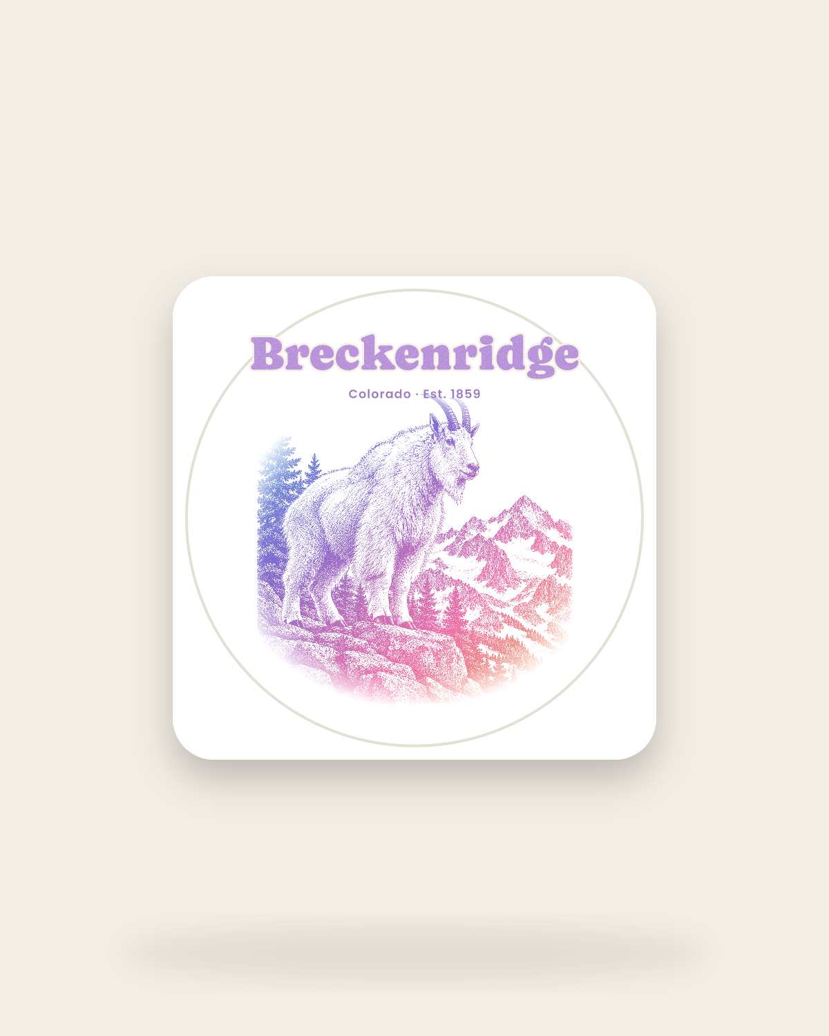 Breckenridge Mountain Goat Kiss-Cut Sticker in White