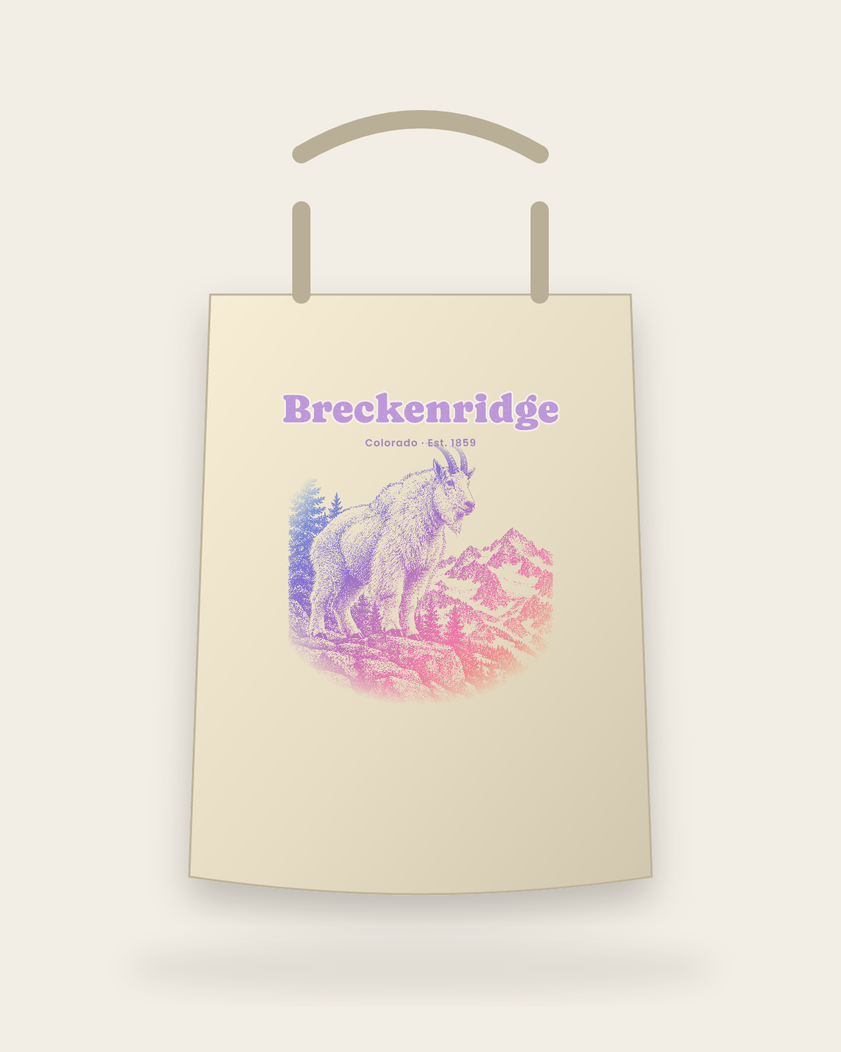 Breckenridge Mountain Goat Canvas Tote in Beige