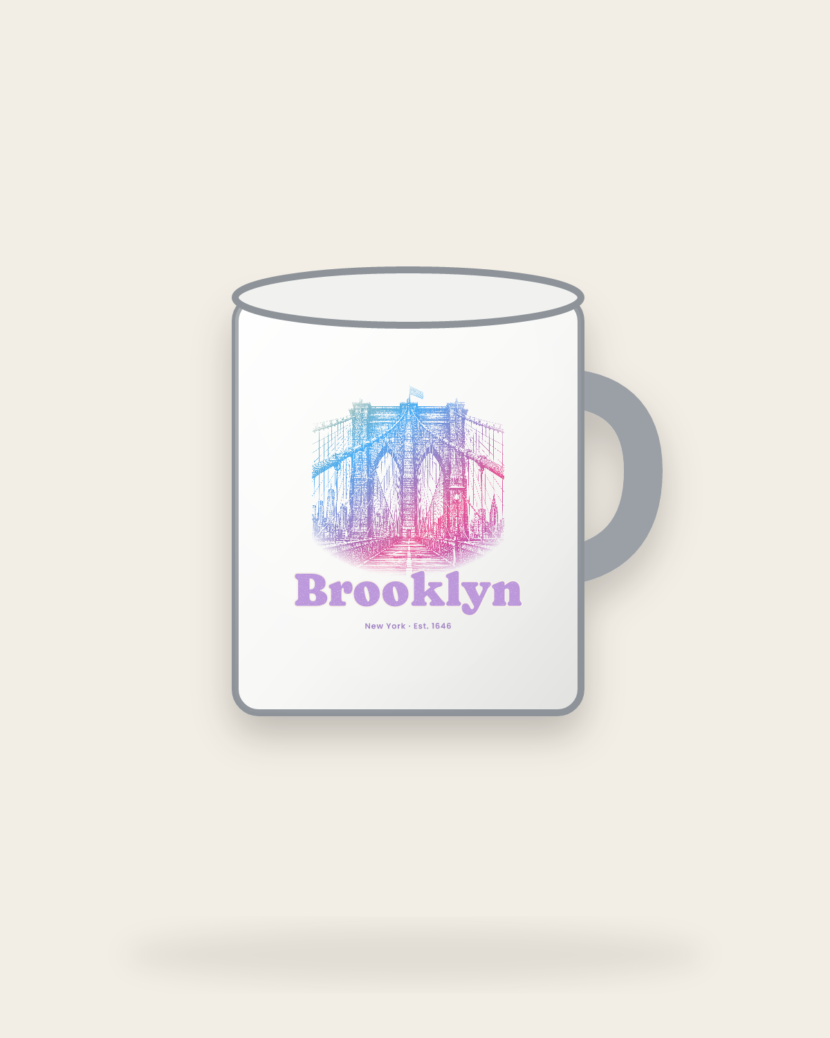 Brooklyn Brooklyn Bridge Enamel Camp Mug in White