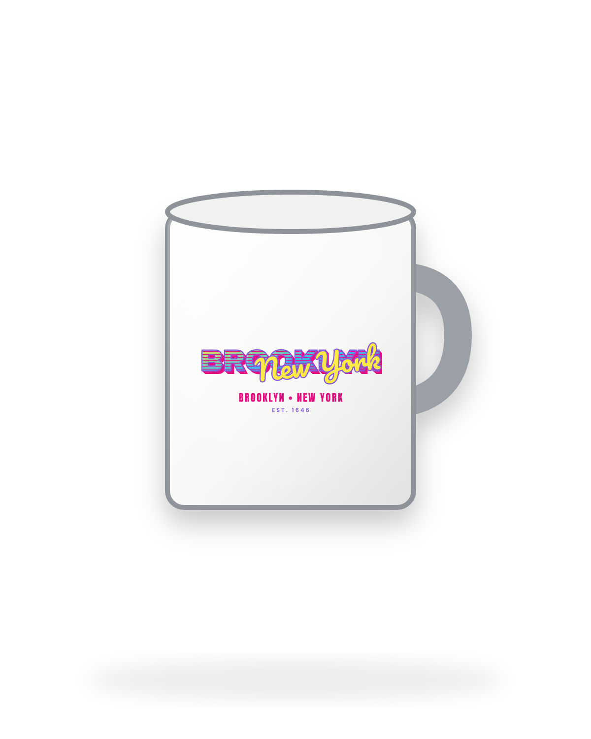 Brooklyn Music TV Enamel Camp Mug in White