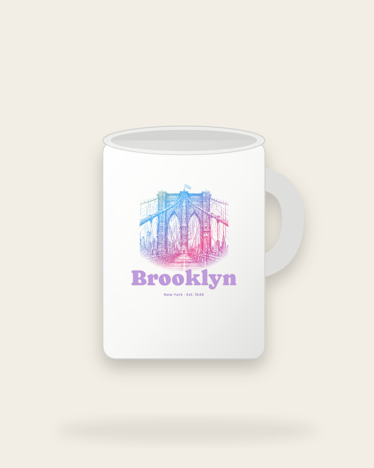 Brooklyn Brooklyn Bridge Ceramic Mug 15oz in White