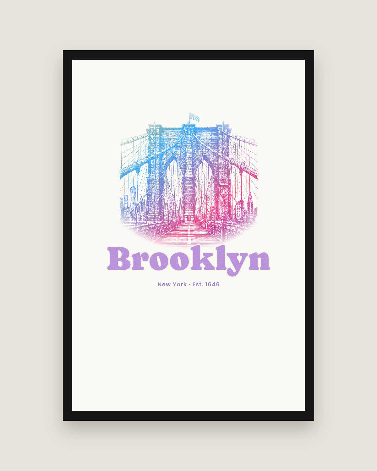 Brooklyn Brooklyn Bridge Matte Poster in White