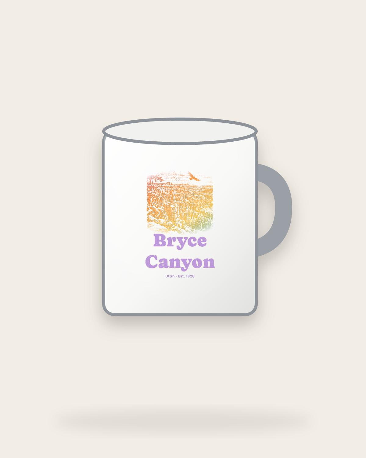 Bryce Canyon Hoodoos at Dawn Enamel Camp Mug in White