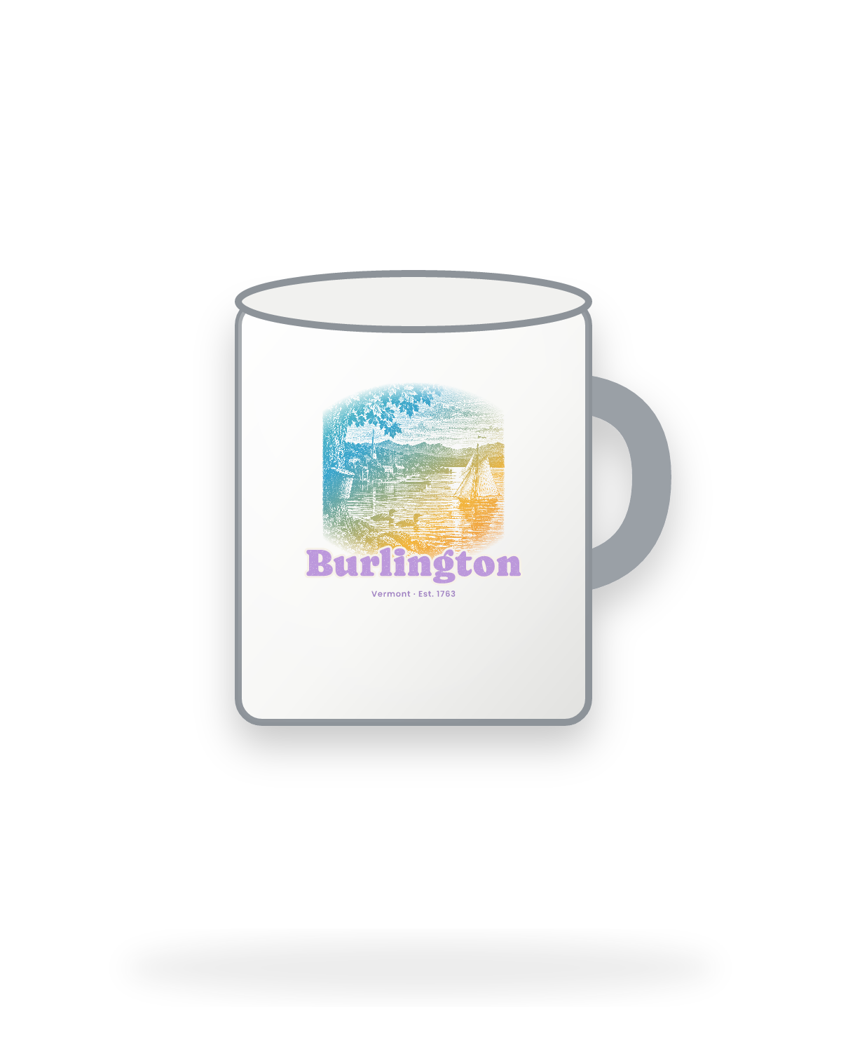 Burlington Lake Champlain Sail Enamel Camp Mug in White