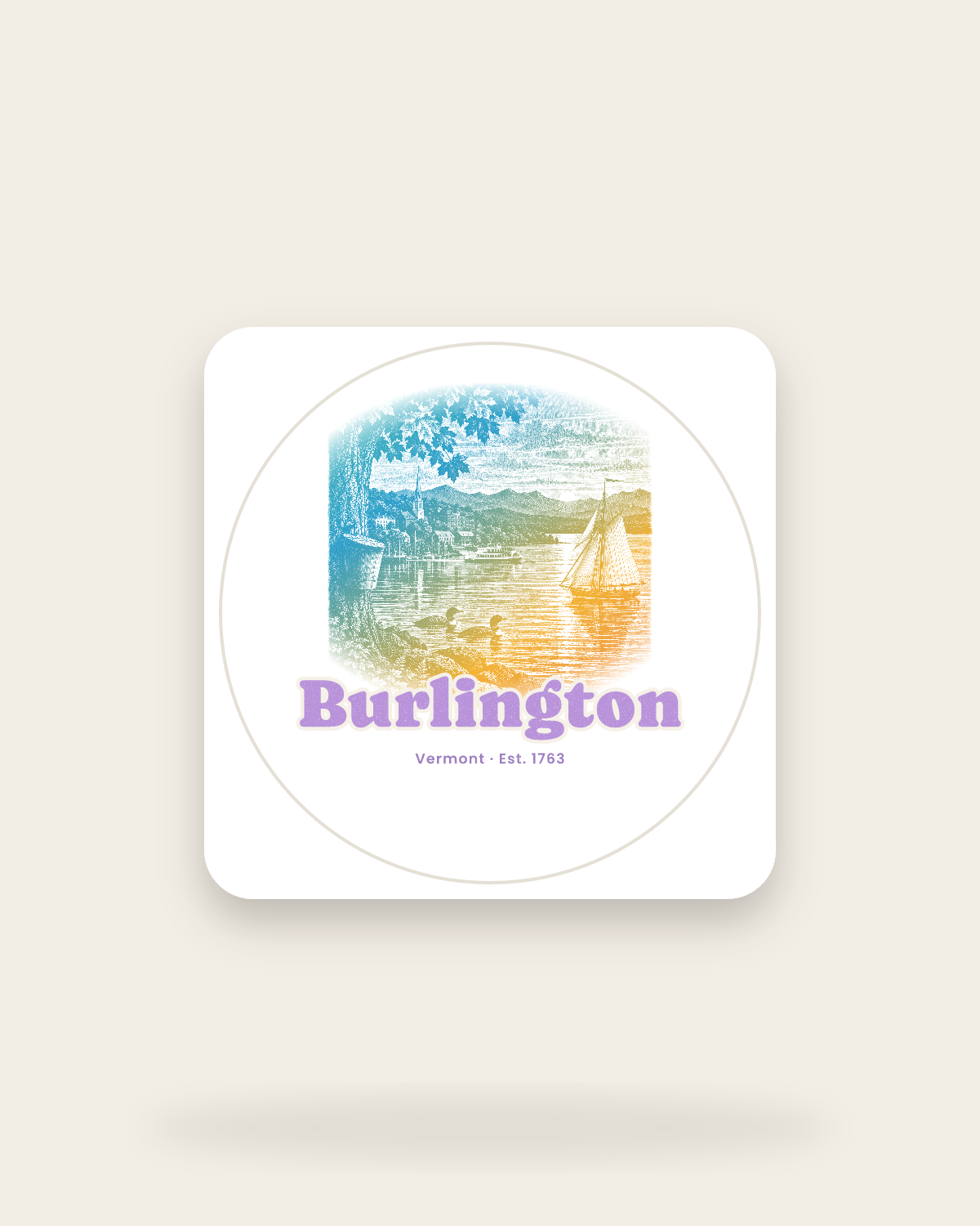 Burlington Lake Champlain Sail Kiss-Cut Sticker in White